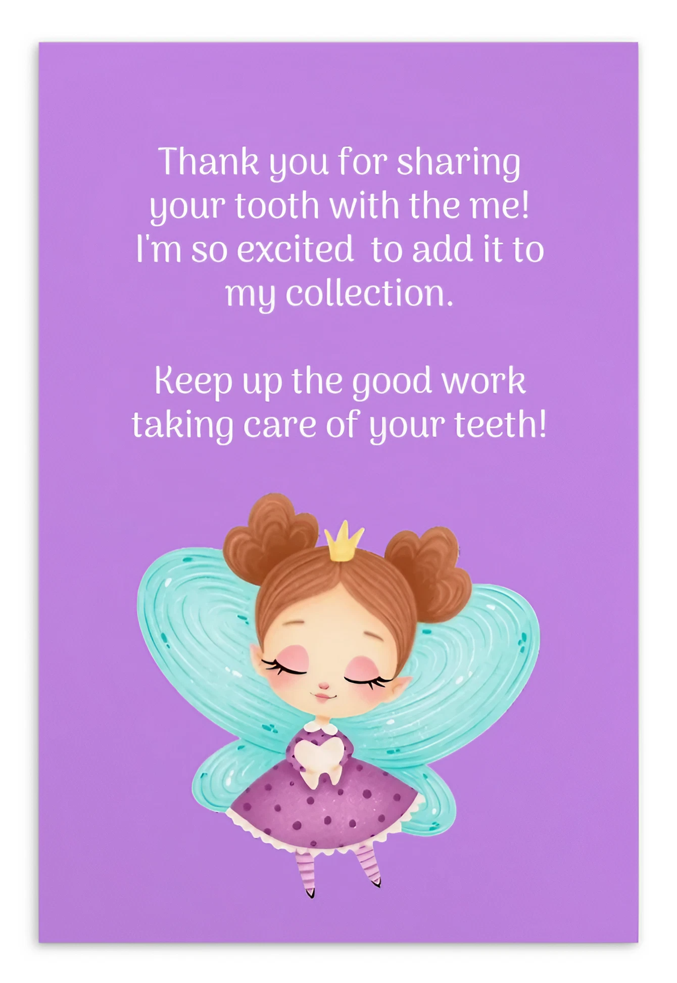 Tooth Fairy Thank You Cards- Thank You For Sharing Your Tooth With Me!