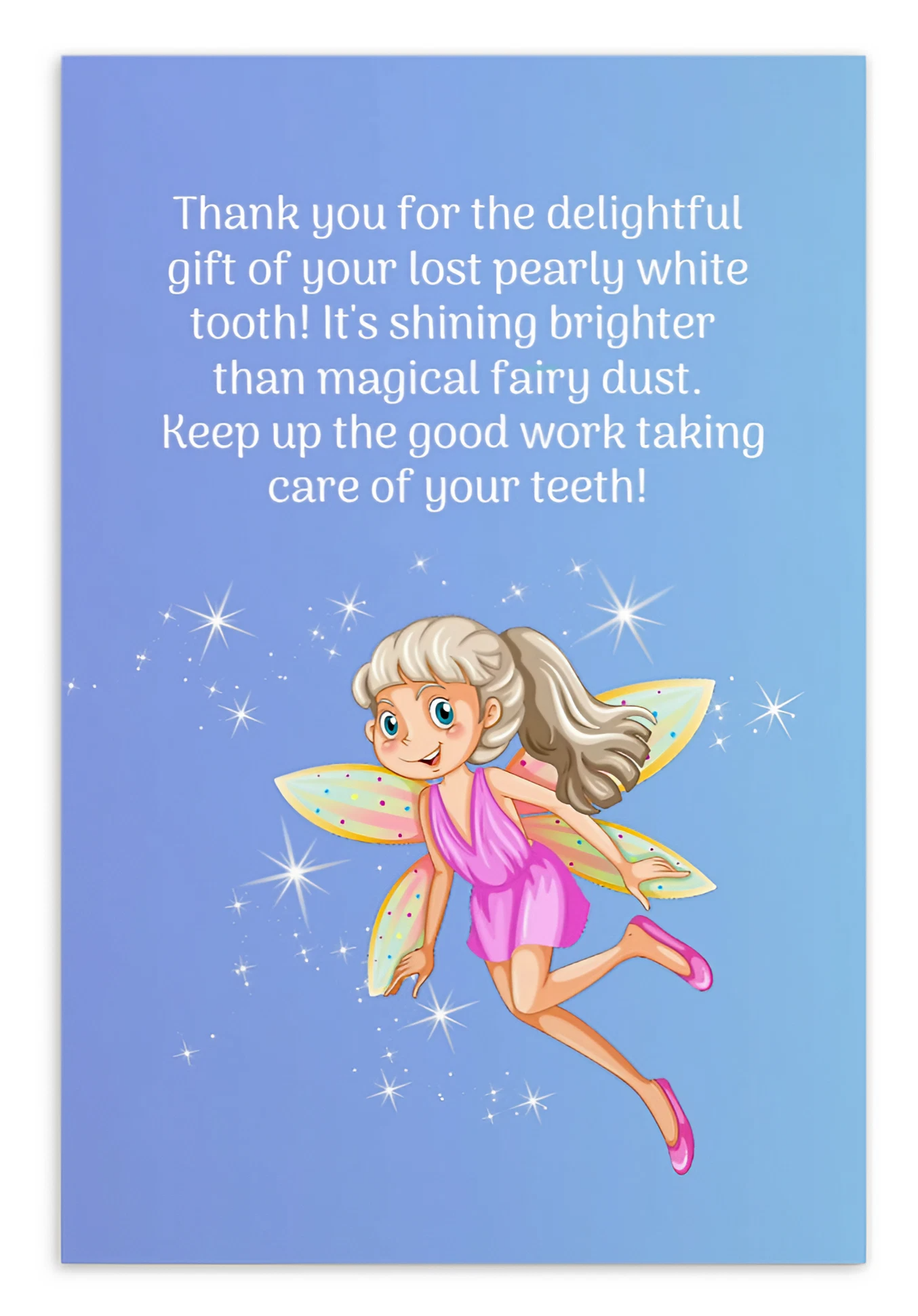 Tooth Fairy Thank You Cards- Thank You For The Delightful Gift Of Your Lost Pearly White Tooth!