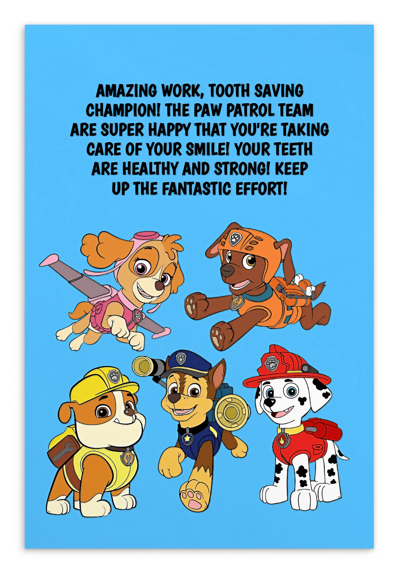 Paw Patrol | Dental Motivational & Reward Cards- Amazing Work, Tooth Saving Champion!