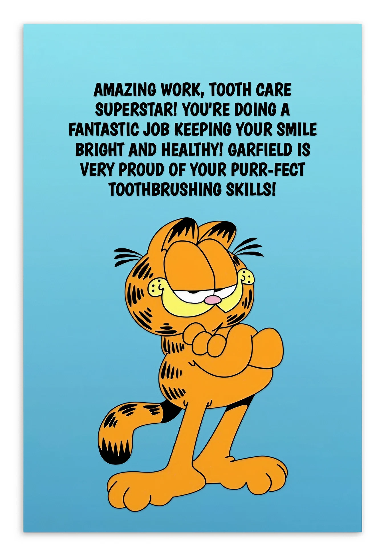 Garfield | Dental Motivational & Reward Cards- Well Done, Tooth Care Superstar!