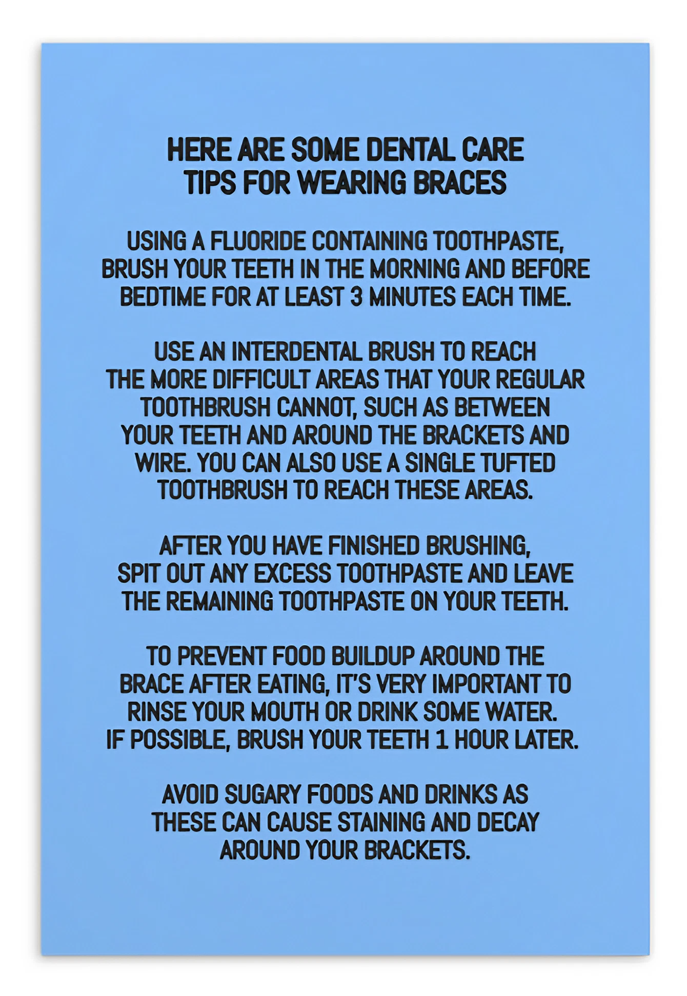 Oral Hygiene Cards- Fixed Braces Oral Hygiene Instructions