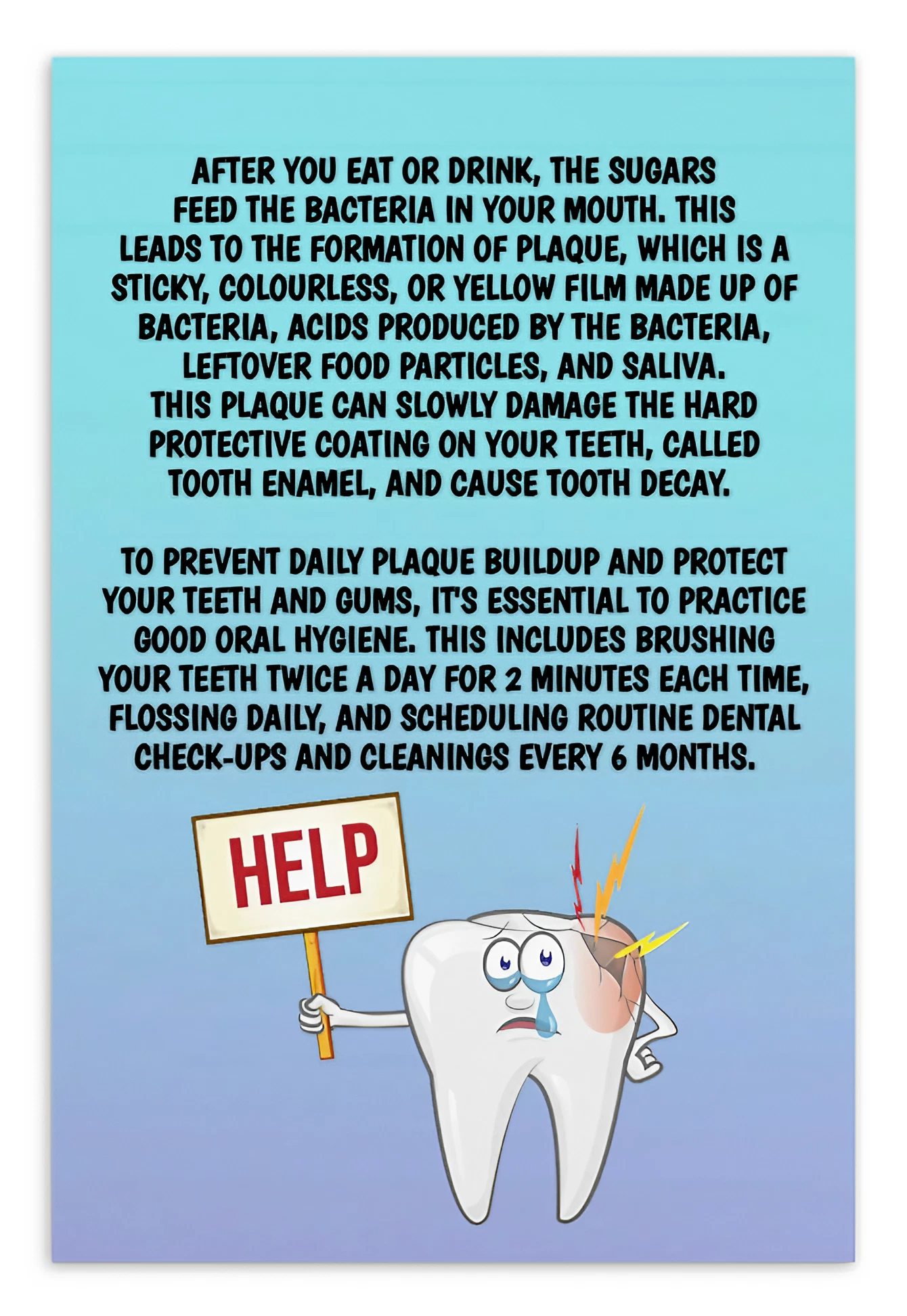 Oral Hygiene Cards- After You Eat Or Drink, The Sugars Feed The Bacteria In Your Mouth