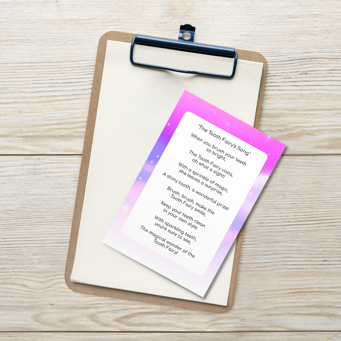 Toothbrushing Song Cards- The Tooth Fairy's Song