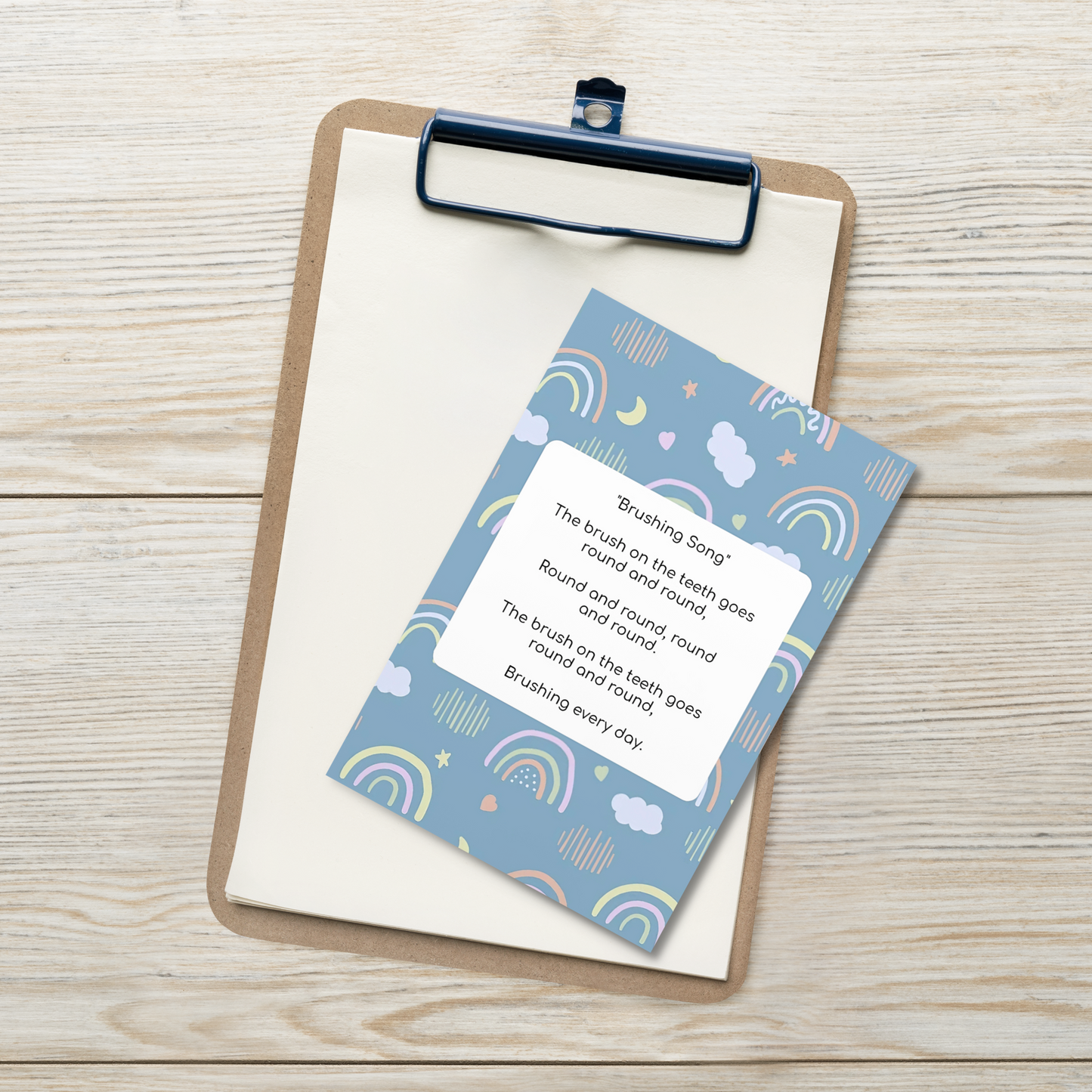 Toothbrushing Song Cards- Brushing Song (To The Tune Of "The Wheels on the Bus" Song)
