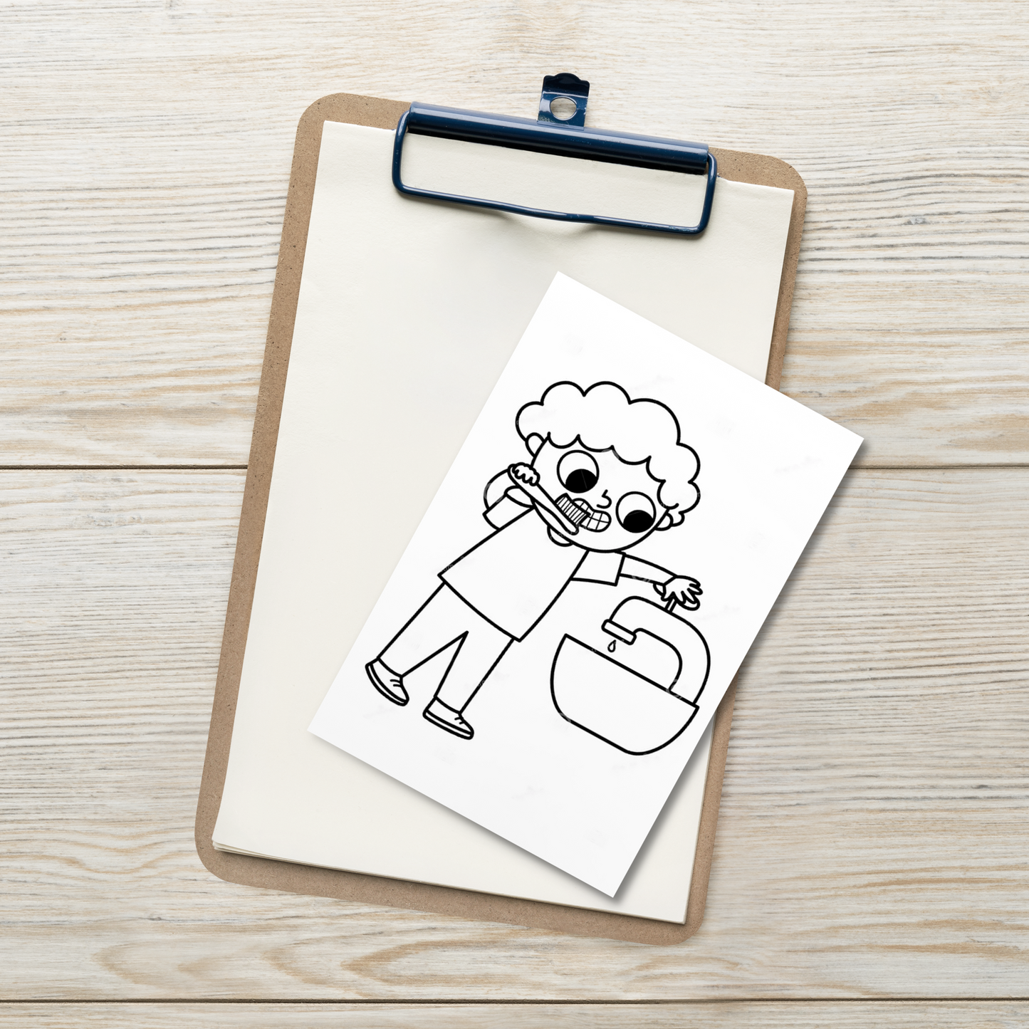 Colouring-in Cards - Boy Brushing Teeth