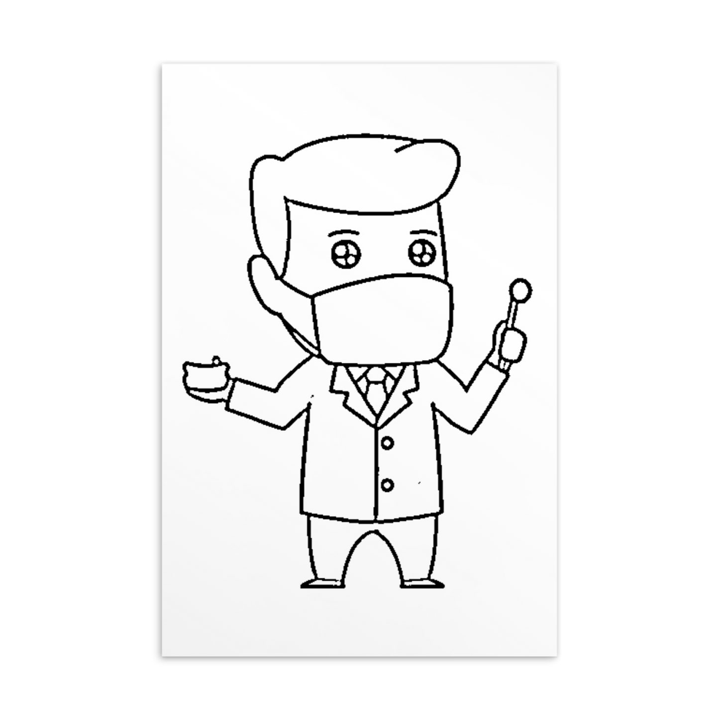 Colouring-in Cards - Dentist Holding Dental Mirror
