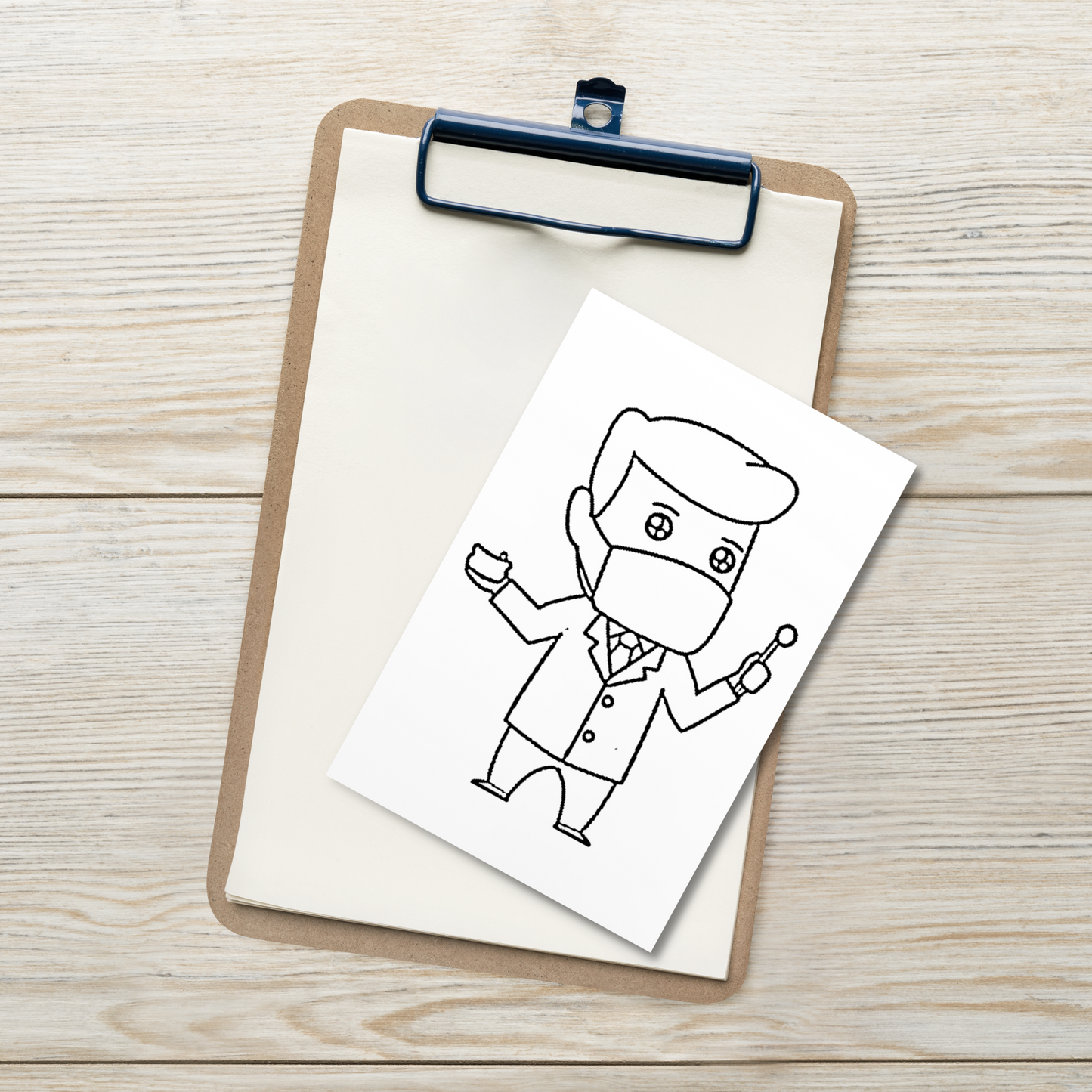 Colouring-in Cards - Dentist Holding Dental Mirror