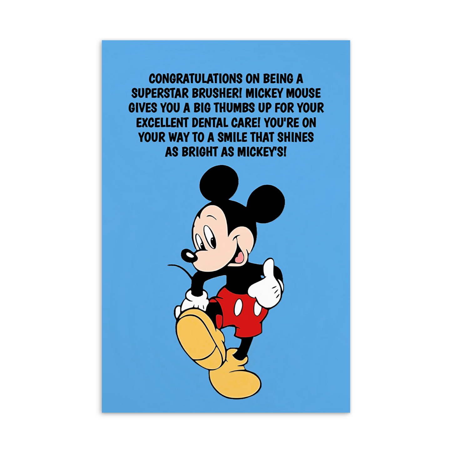 Mickey Mouse | Dental Motivational & Reward Cards- Congratulations On Being A Superstar Brusher!