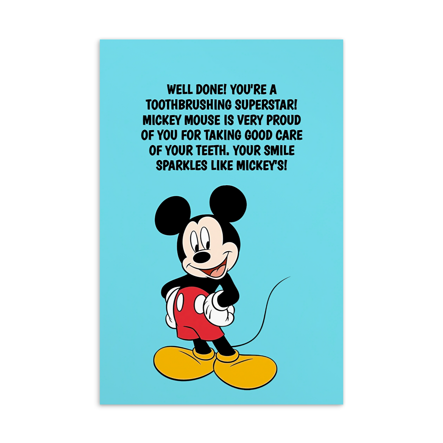 Mickey Mouse | Dental Motivational & Reward Cards- Well Done! You're A Toothbrushing Superstar!