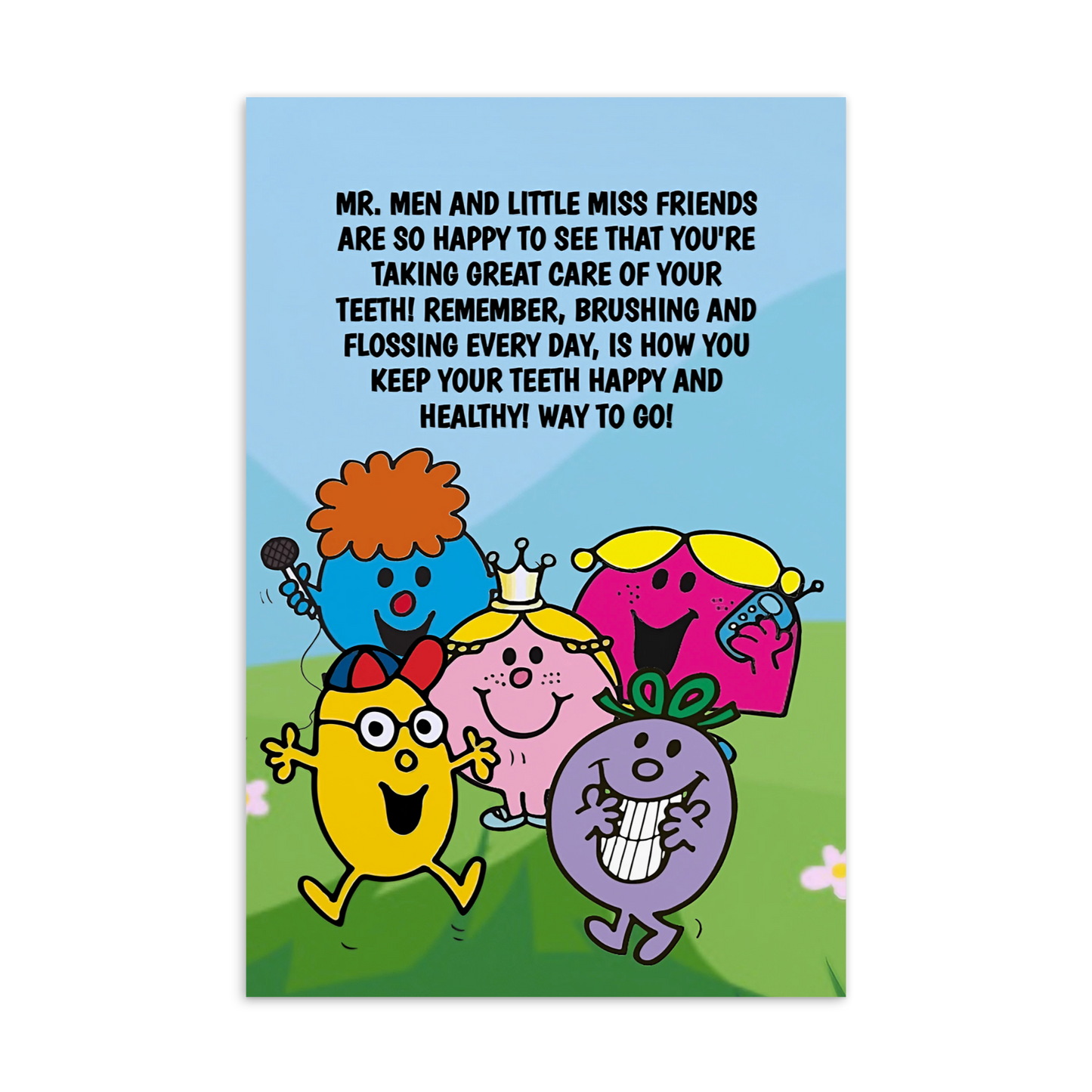 Mr. Men and Little Miss | Dental Motivational & Reward Cards- Mr. Men And Little Miss Friends Are So Happy To See That You're Taking Care Of Your Teeth!