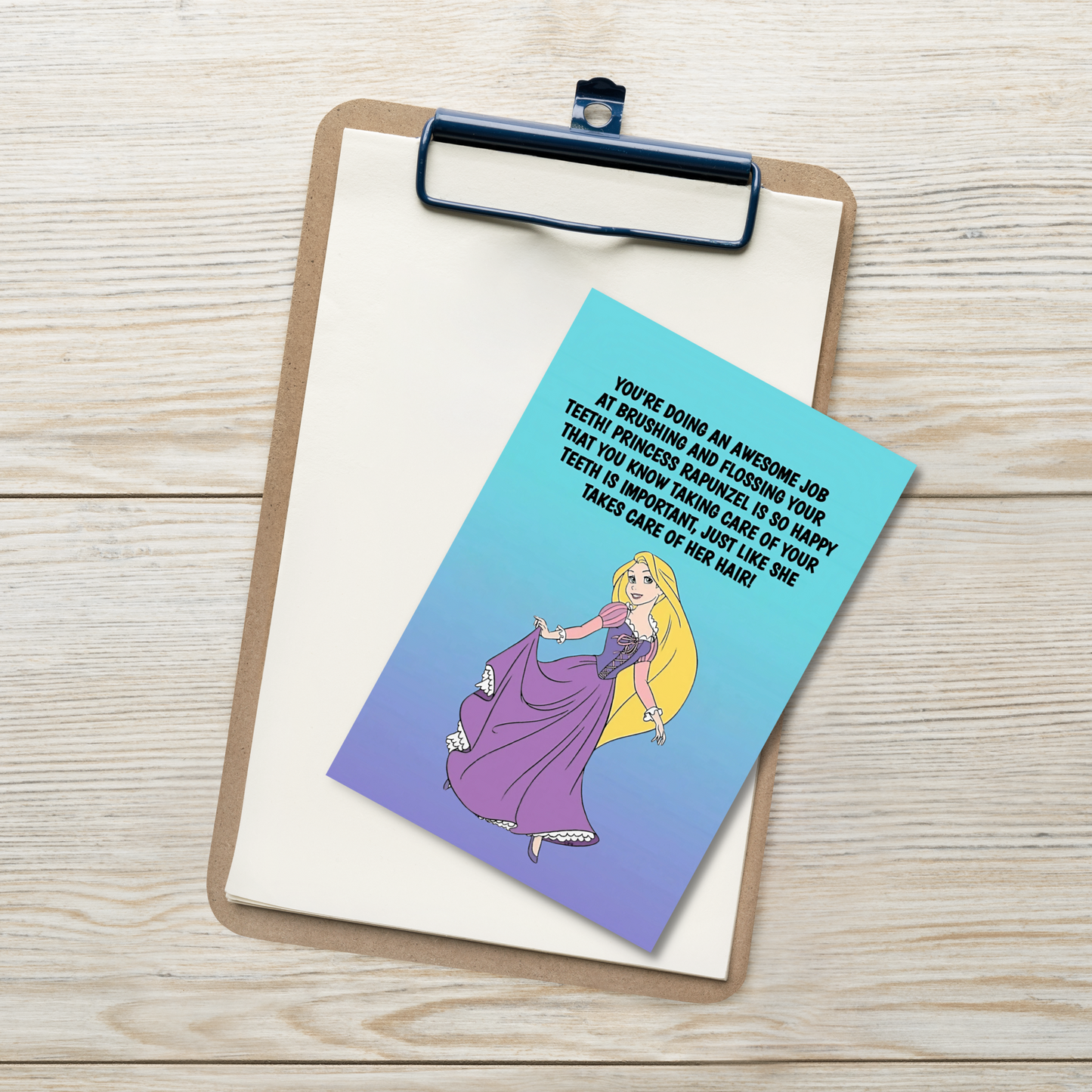 Princess Rapunzel | Dental Motivational & Reward Cards- You're Doing An Awesome Job At Brushing And Flossing Your Teeth!