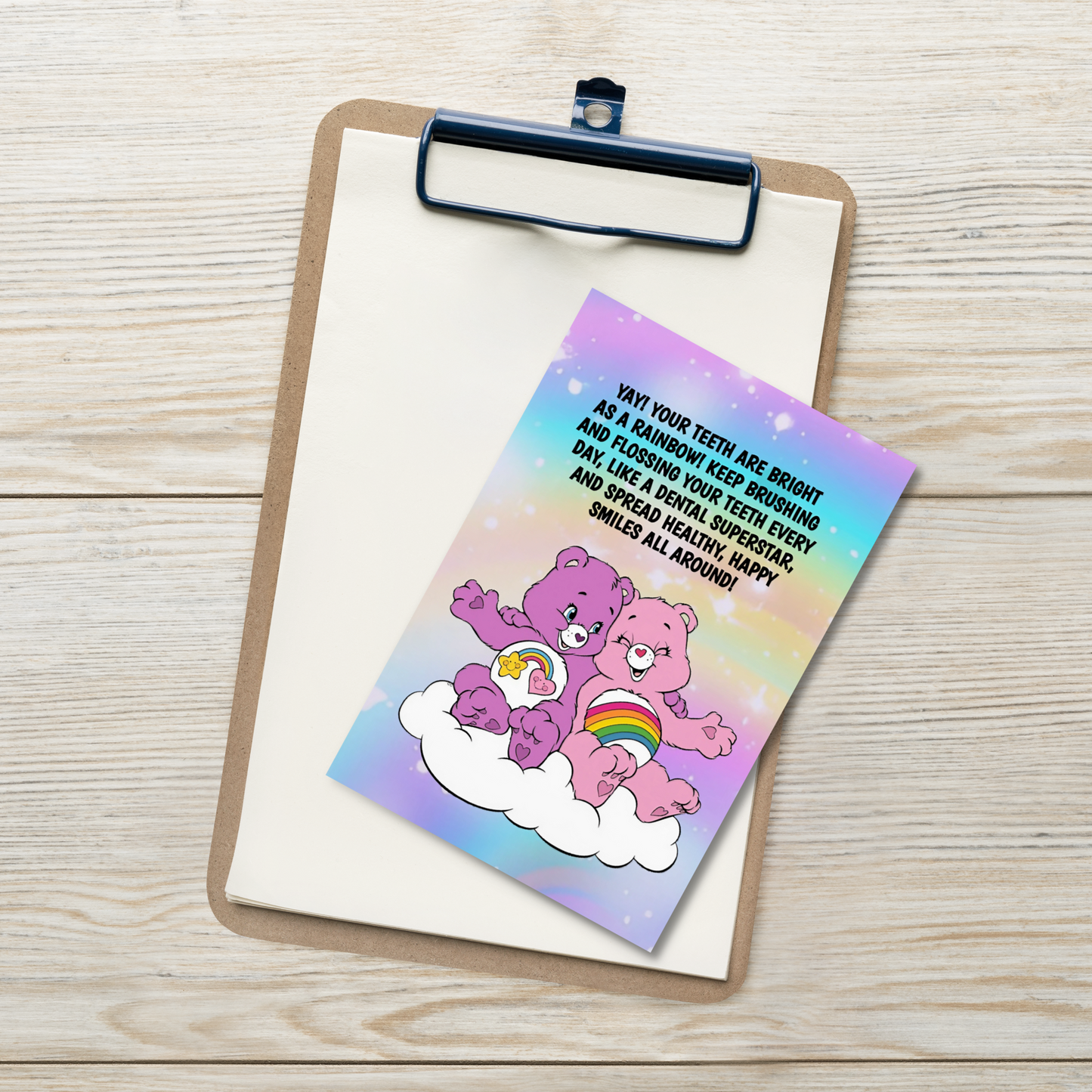 Care Bears | Dental Motivational & Reward Cards- Yay! You're Teeth Are Bright As A Rainbow!
