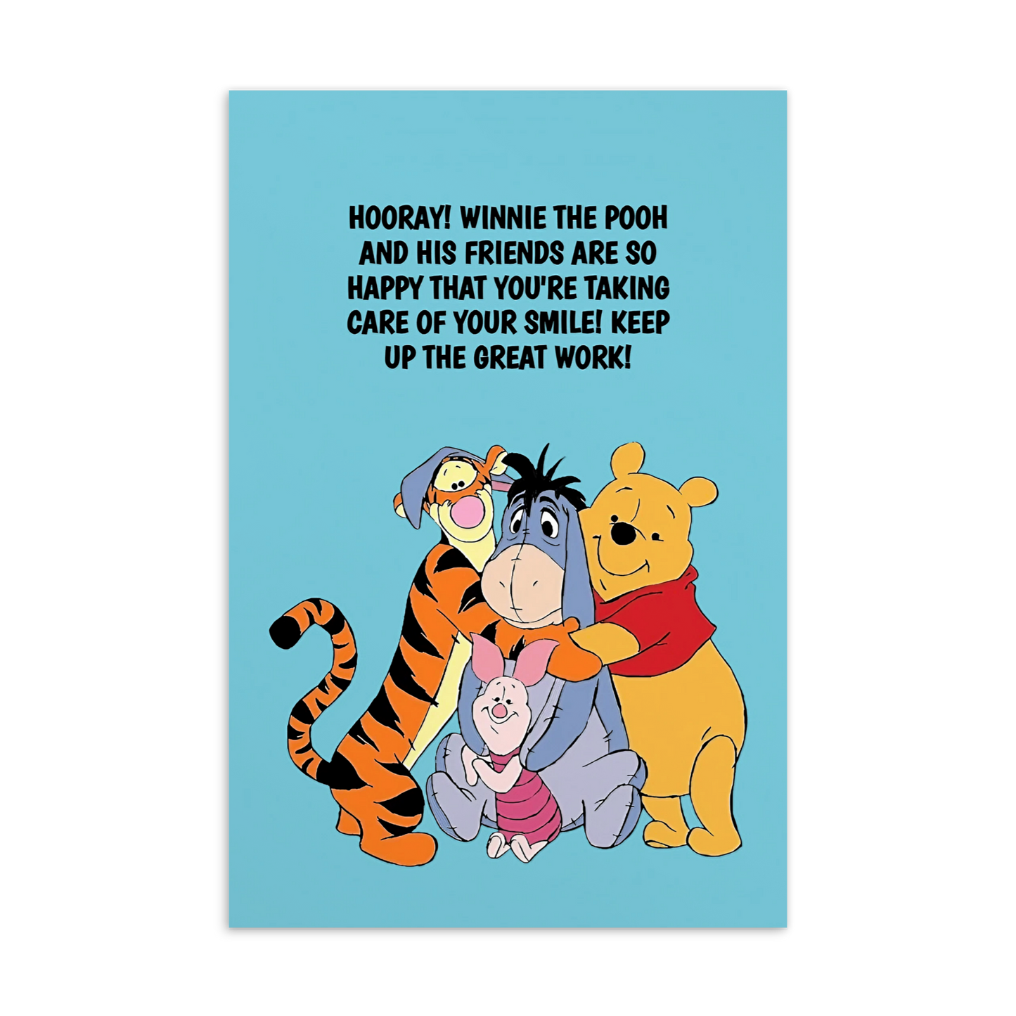 Winnie The Pooh | Dental Motivational & Reward Cards- Hooray! Winnie The Pooh And His Friends Are So Happy That You're Taking Care Of Your Smile!