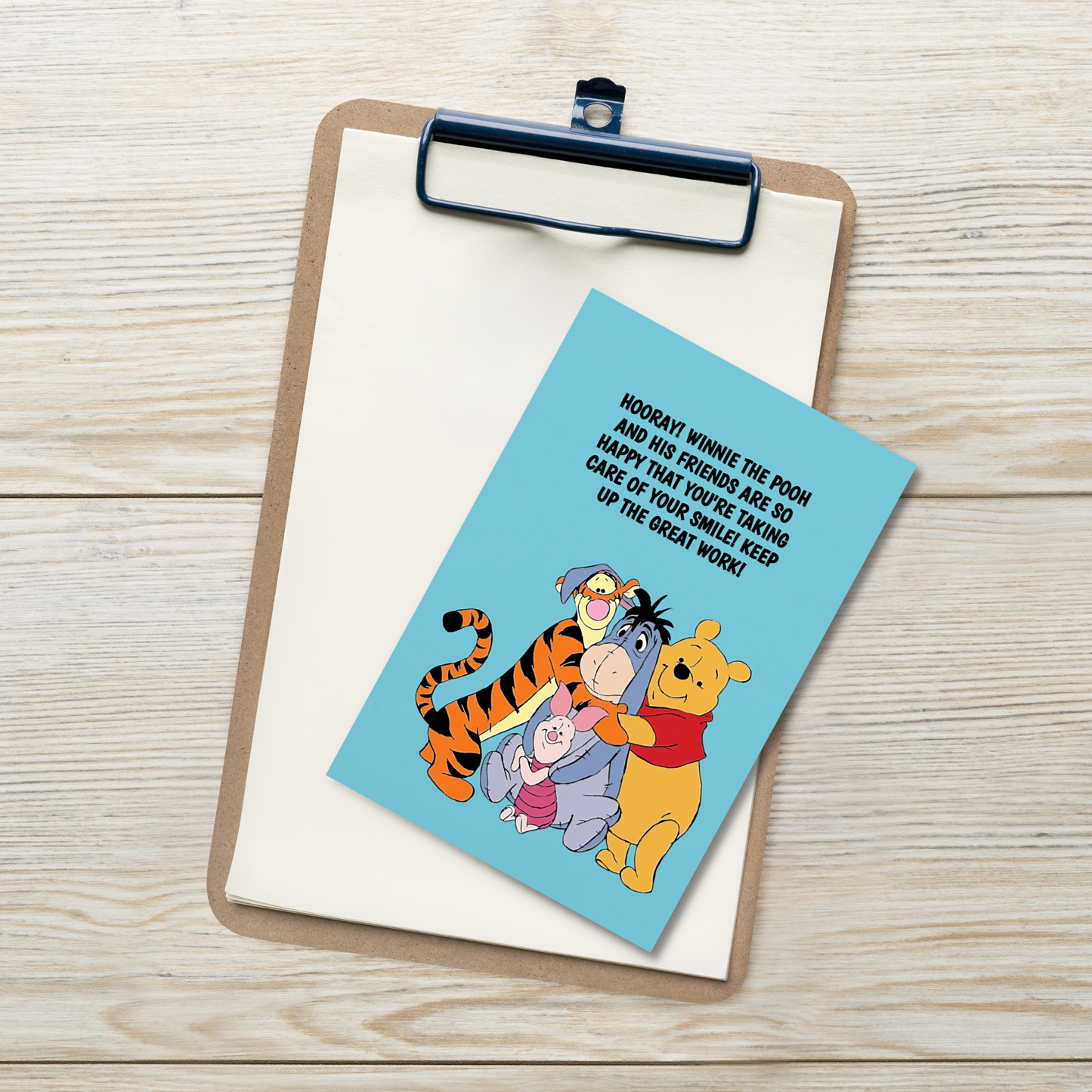 Winnie The Pooh | Dental Motivational & Reward Cards- Hooray! Winnie The Pooh And His Friends Are So Happy That You're Taking Care Of Your Smile!