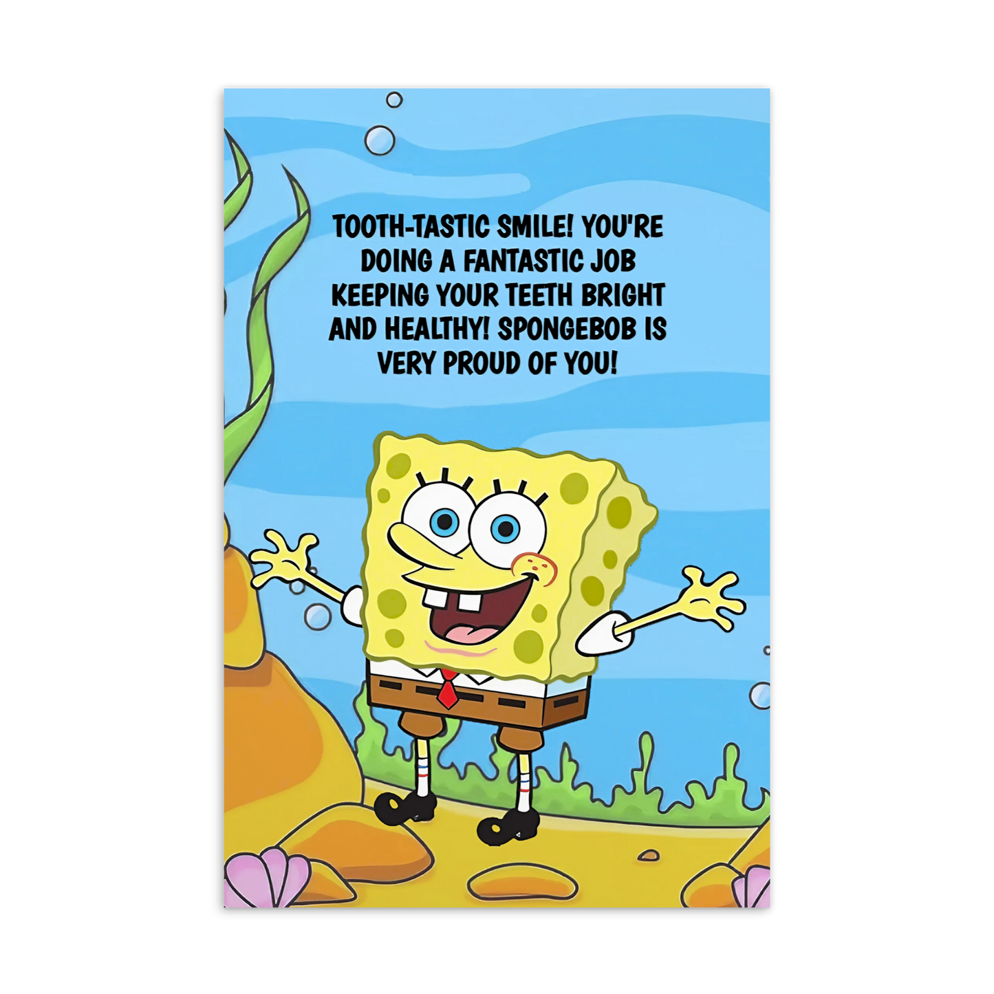 Spongebob | Dental Motivational & Reward Cards- Tooth-Tastic Smile! You're A Fantastic Job Taking Care Of Your Teeth!