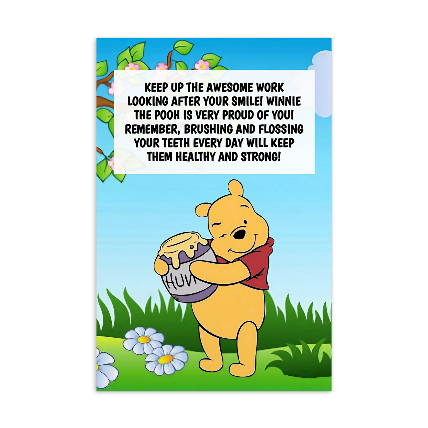 Winnie The Pooh | Dental Motivational & Reward Cards- Keep Up The Awesome Work Looking After Your Smile!
