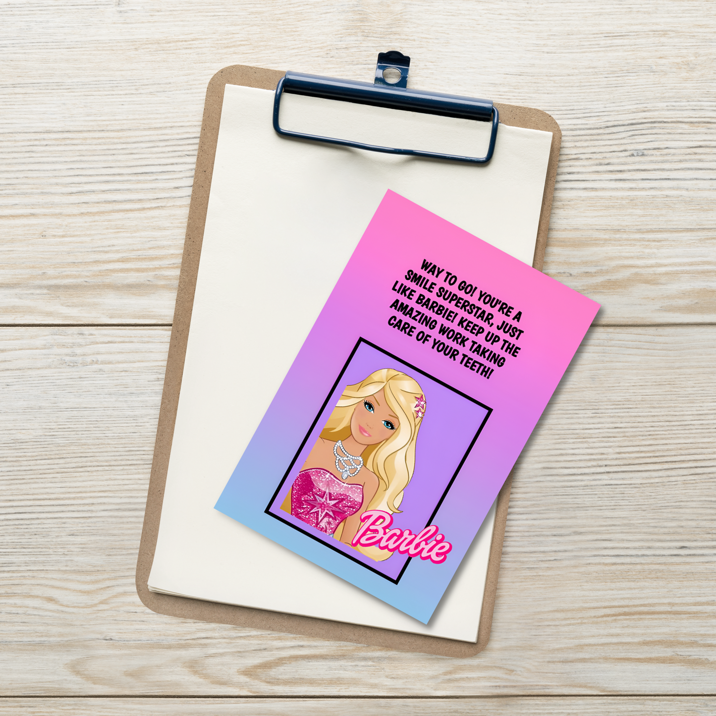 Barbie | Dental Motivational & Reward Cards- Way To Go! You're A Smile Superstar