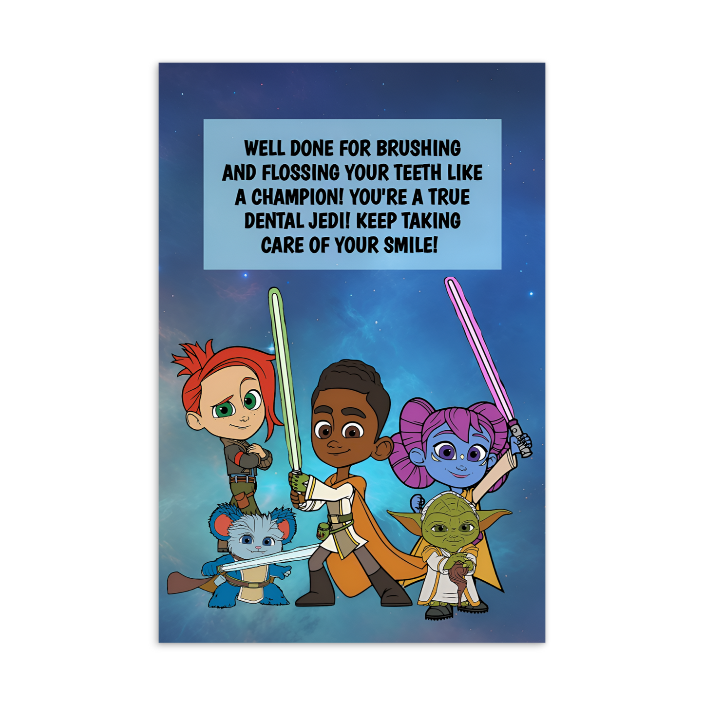 Star Wars Young Jedi Adventures | Dental Motivational & Reward Cards- Well Done For Brushing And Flossing Your Teeth Like A Champion!