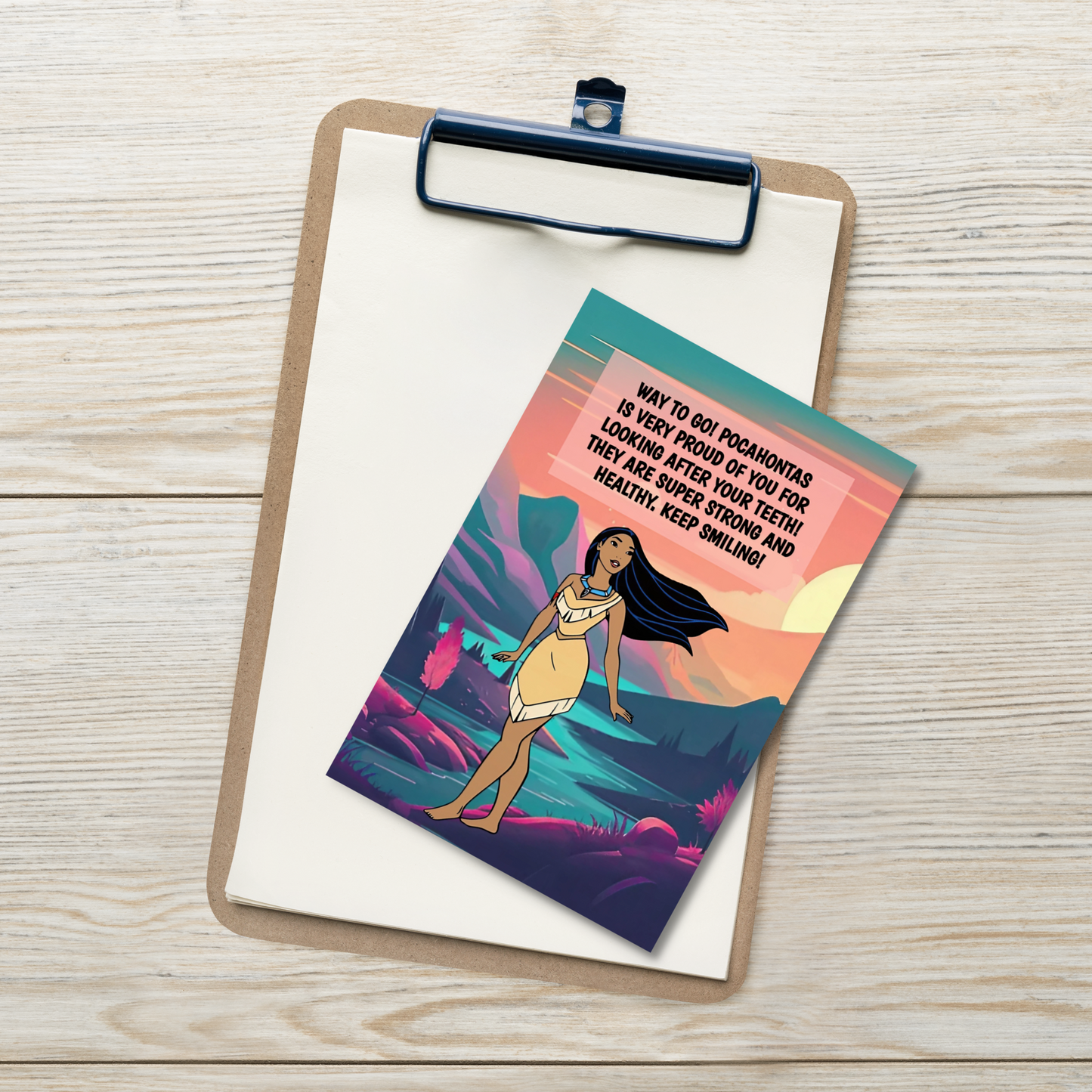 Pocahontas | Dental Motivational & Reward Cards- Way To Go! Pocahontas Is Super Proud Of You For Looking After Your Teeth!