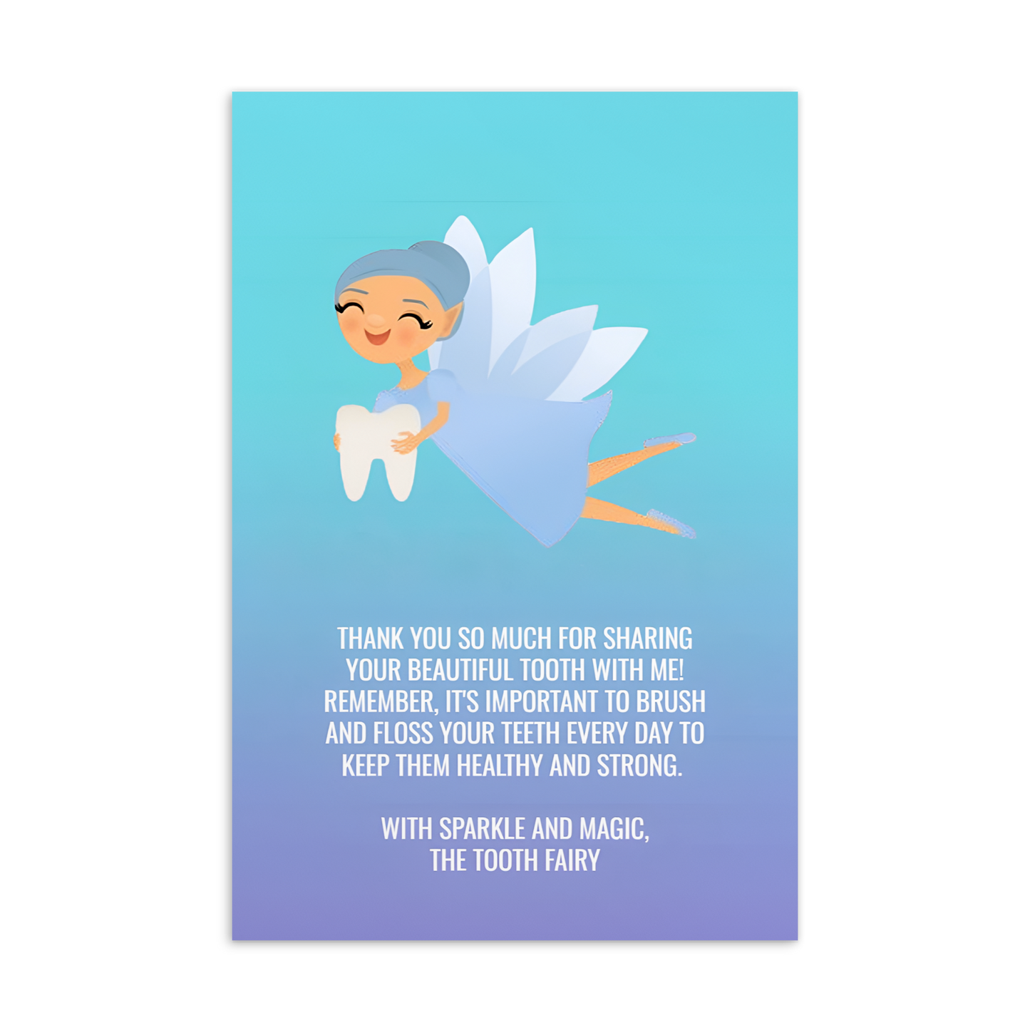 Tooth Fairy Thank You Cards- Thank You So Much For Sharing Your Beautiful Tooth With Me!
