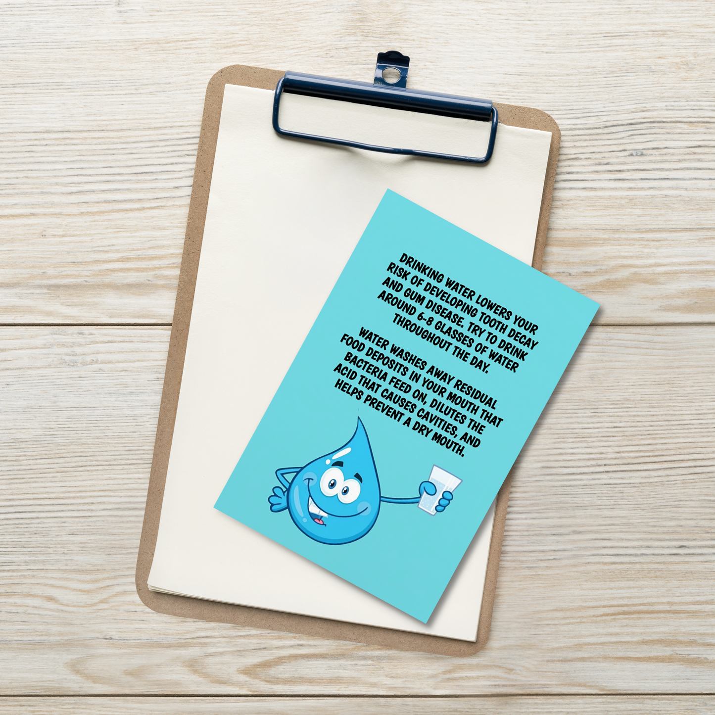 Oral Hygiene Cards- Drinking Water Lowers Your Risk Of Developing Tooth Decay And Gum Disease