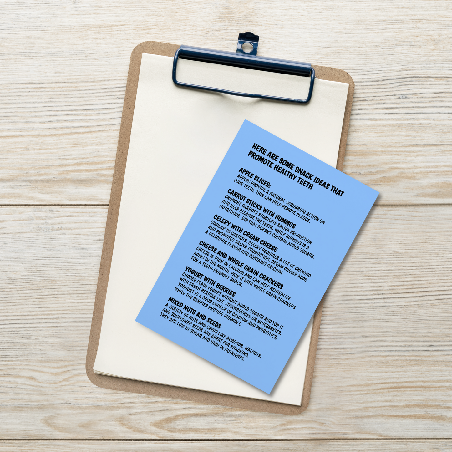 Oral Hygiene Cards- Here Are Some Snack Ideas That Promote Healthy Teeth