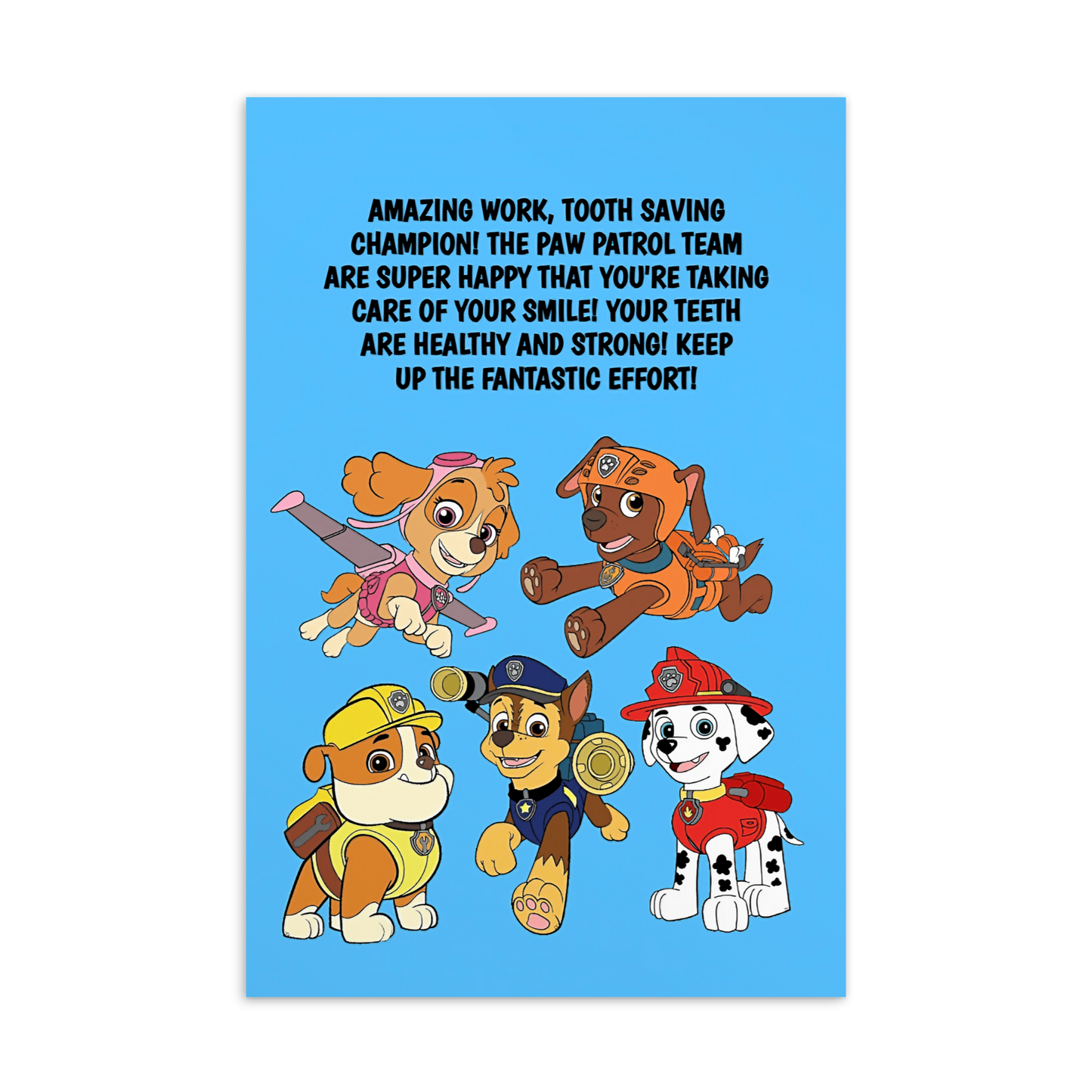 Paw Patrol | Dental Motivational & Reward Cards- Amazing Work, Tooth Saving Champion!
