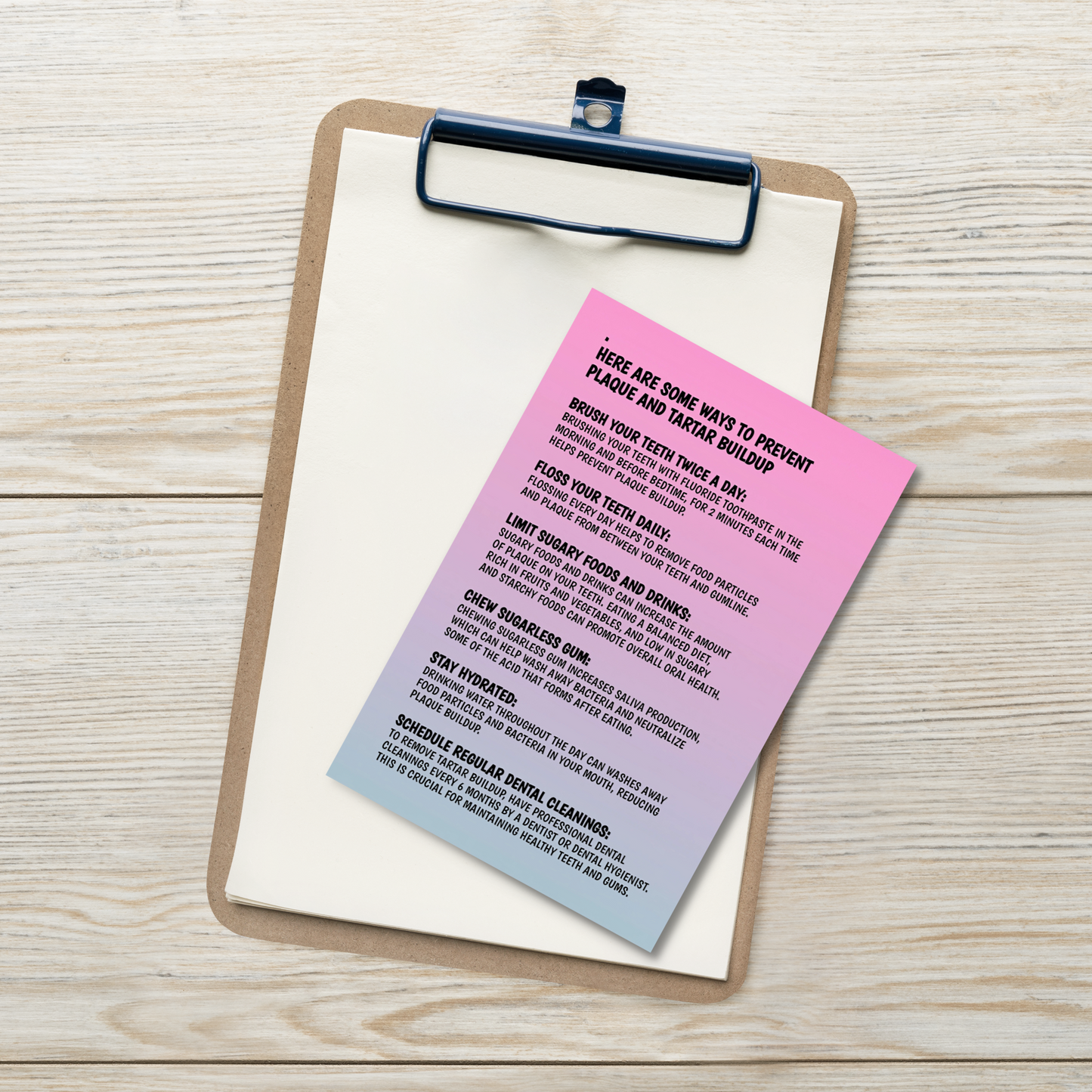 Oral Hygiene Cards- Ways To Prevent Plaque And Tartar Buildup