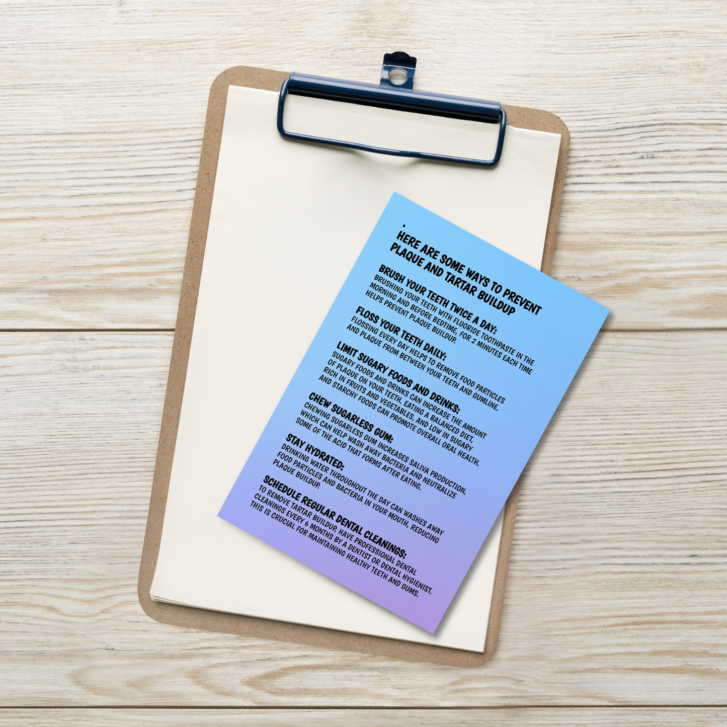 Oral Hygiene Cards- Ways To Prevent Plaque And Tartar Buildup
