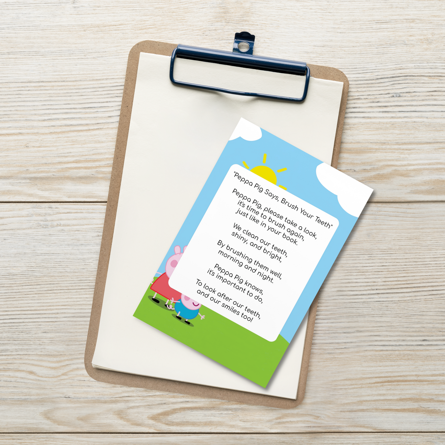 Toothbrushing Song Cards- Peppa Pig Says, Brush Your Teeth