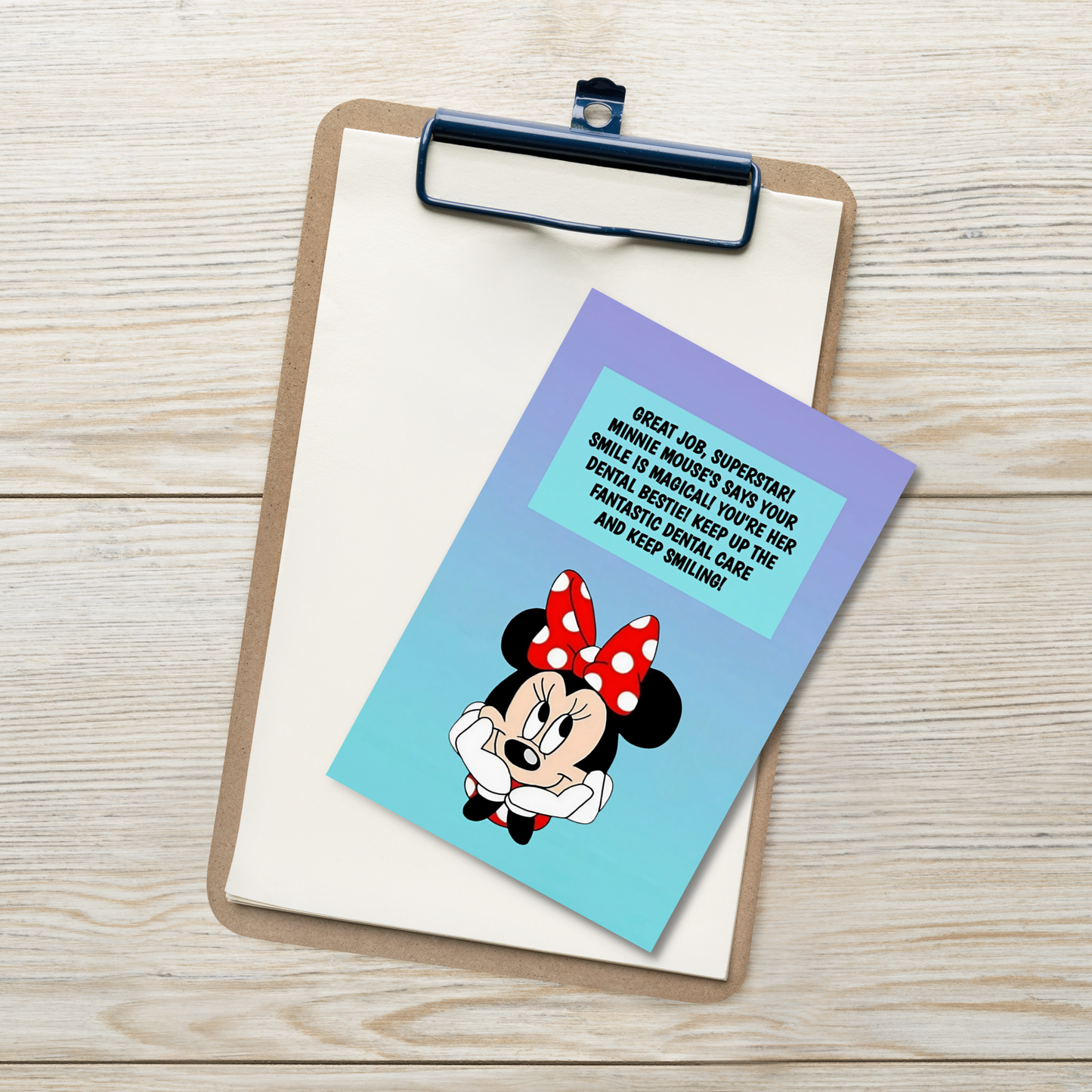 Minnie Mouse | Dental Motivational & Reward Cards- Great Job, Superstar! Minnie Mouse Says Your Smile Is Magical!