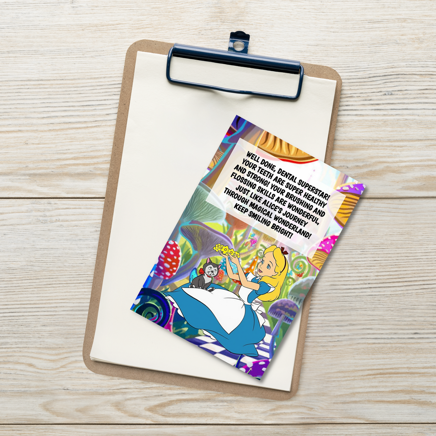Alice In Wonderland | Dental Motivational & Reward Cards- Well Done, Dental Superstar! Your Teeth Are Super Healthy And Strong!
