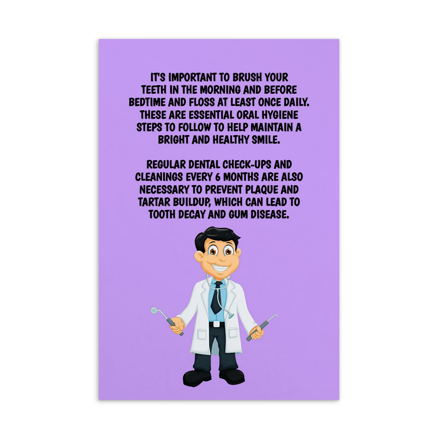 Oral Hygiene Cards- It's Important To Brush Your Teeth In The Morning And Before Bedtime And Floss At Least Once Daily.