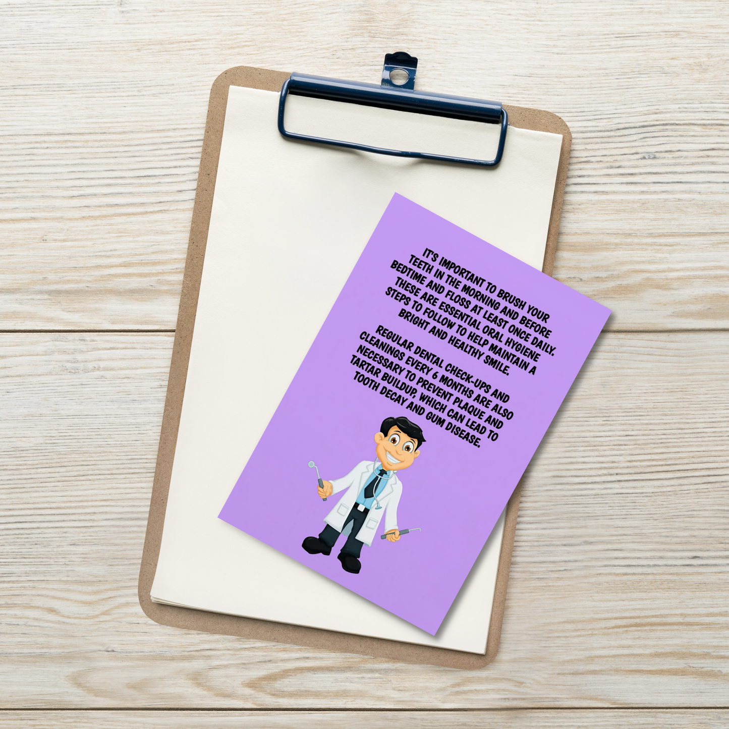 Oral Hygiene Cards- It's Important To Brush Your Teeth In The Morning And Before Bedtime And Floss At Least Once Daily.