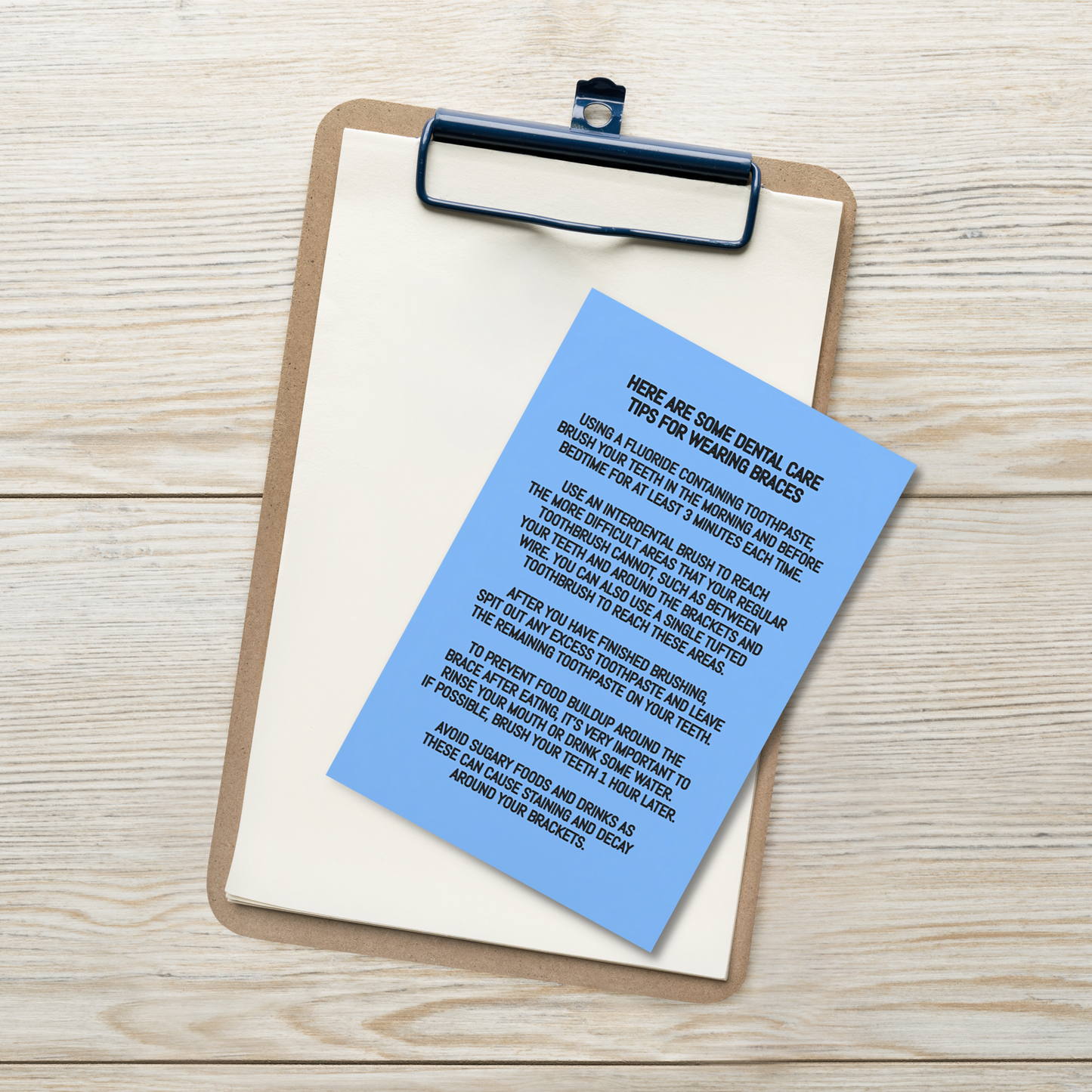 Oral Hygiene Cards- Fixed Braces Oral Hygiene Instructions