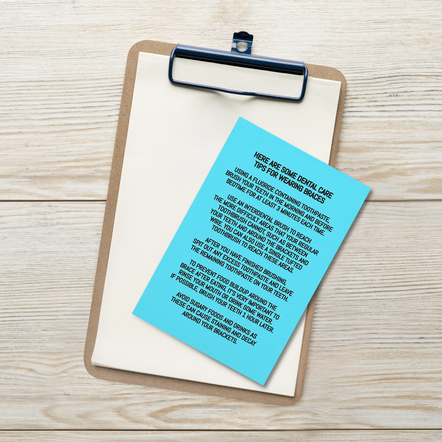 Oral Hygiene Cards- Fixed Braces Oral Hygiene Instructions