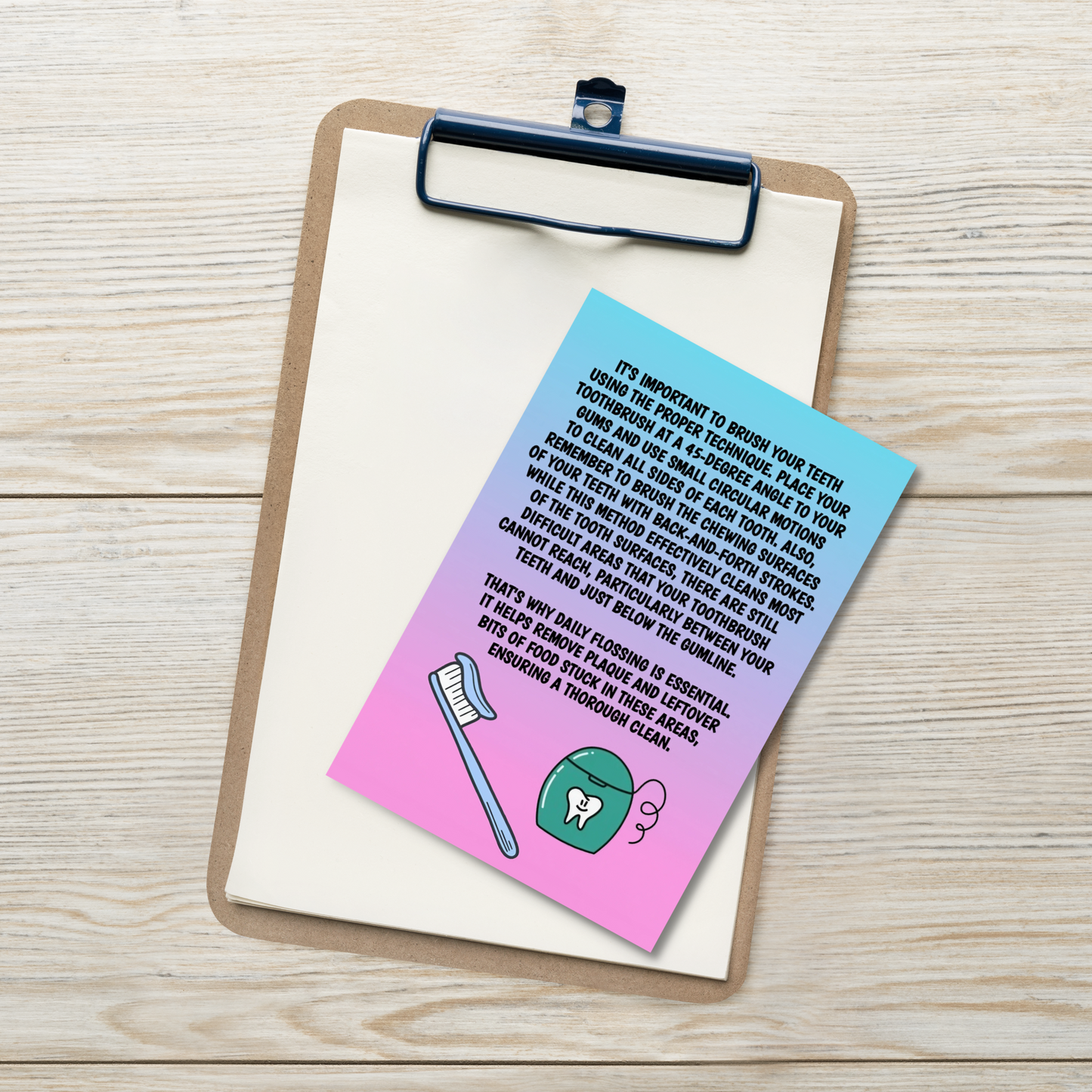 Oral Hygiene Cards- It's Important To Brush Your Teeth With The Proper Technique