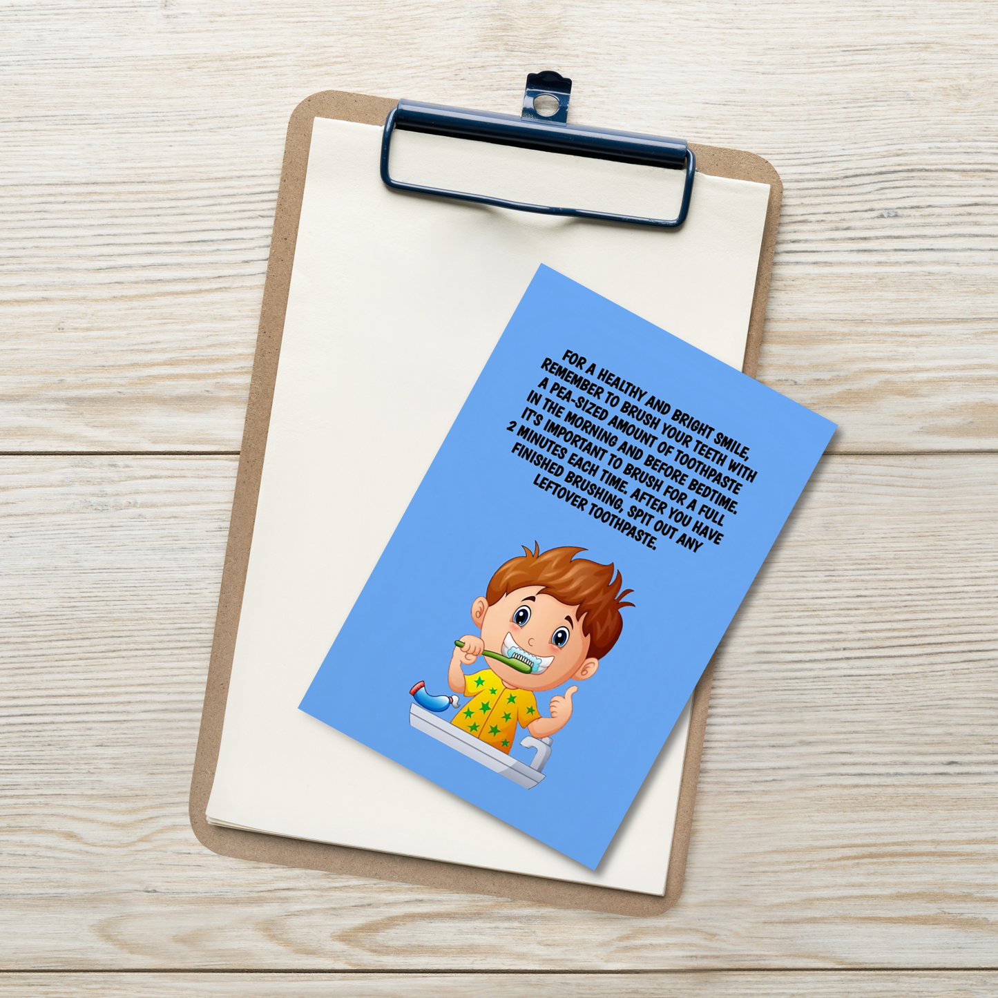 Oral Hygiene Cards- For A Healthy And Bright Smile, Remember To Brush Your Teeth With A Pea-sized Amount Of Toothpaste In The Morning And Before Bedtime