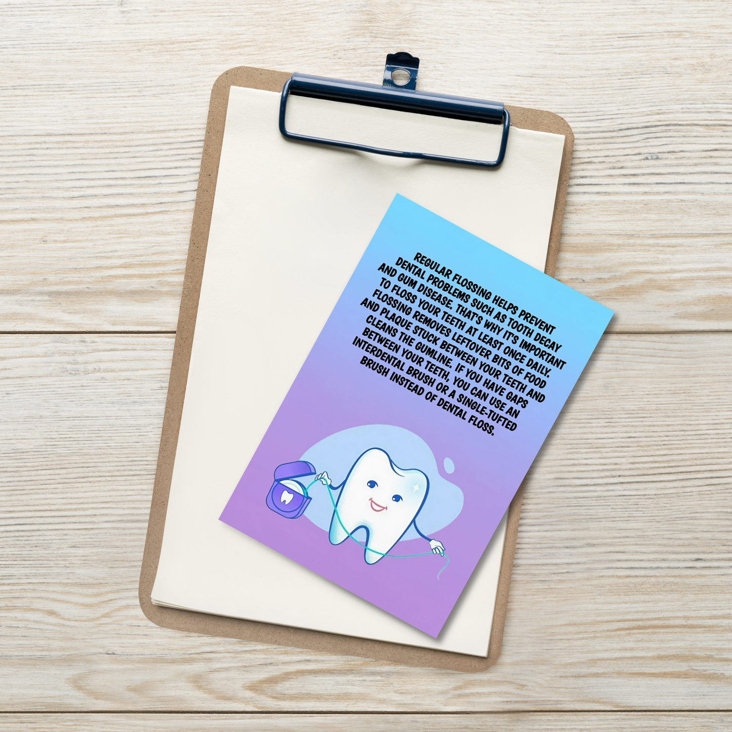 Oral Hygiene Cards- Regular Flossing Helps Prevent Dental Problens Such As Tooth Decay And Gum Disease