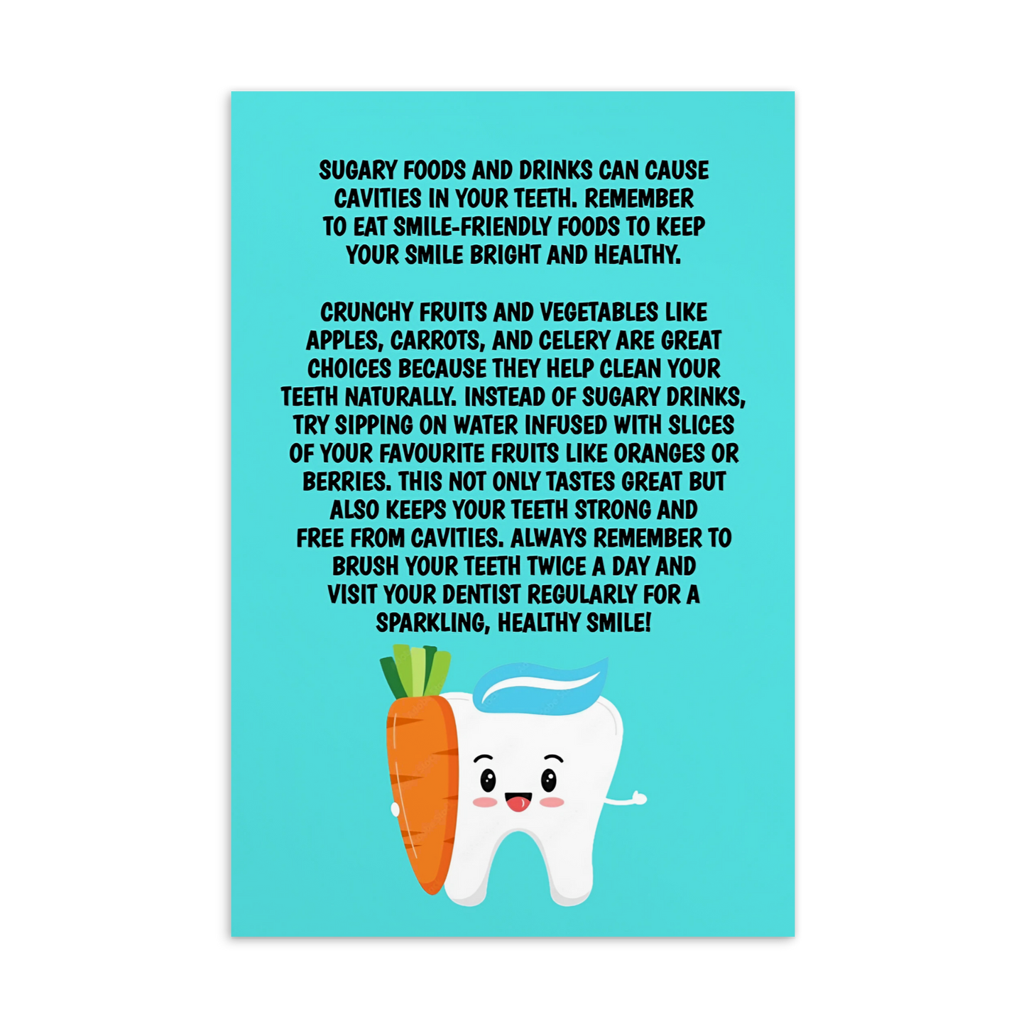 Oral Hygiene Cards- Sugary Foods And Drinks Can Cause Cavities In Your Teeth