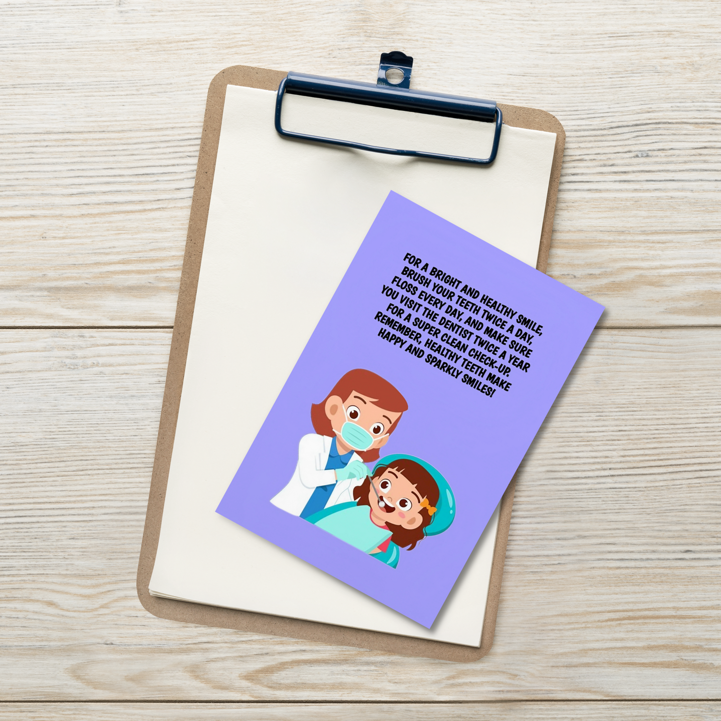 Oral Hygiene Cards- For A Bright And Healthy Smile, Brush Your Teeth Twice A Day