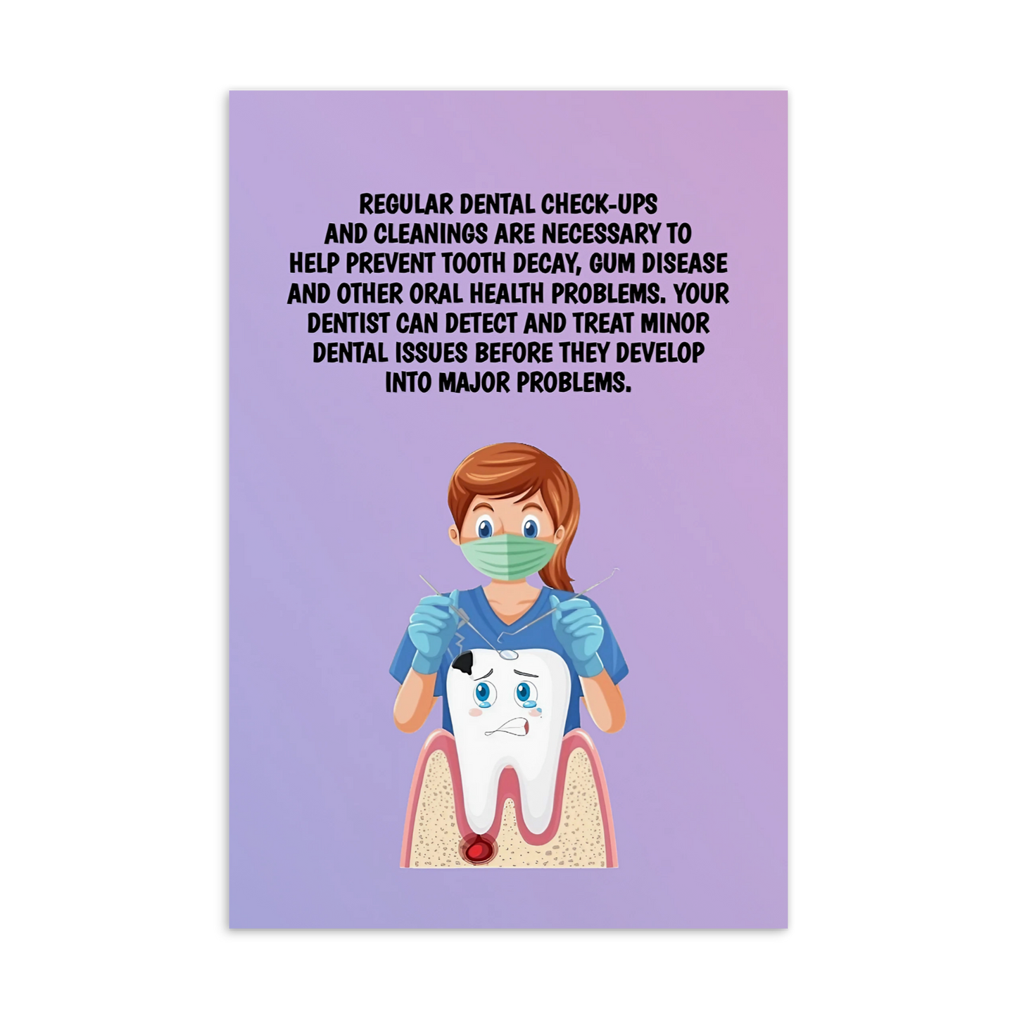 Oral Hygiene Cards- Regular Dental Check-ups And Cleanings Are Necessary To Help Prevent Tooth Decay, Gum Disease And Other Oral Health Problems