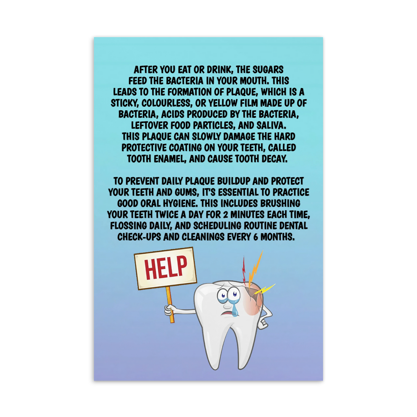 Oral Hygiene Cards- After You Eat Or Drink, The Sugars Feed The Bacteria In Your Mouth