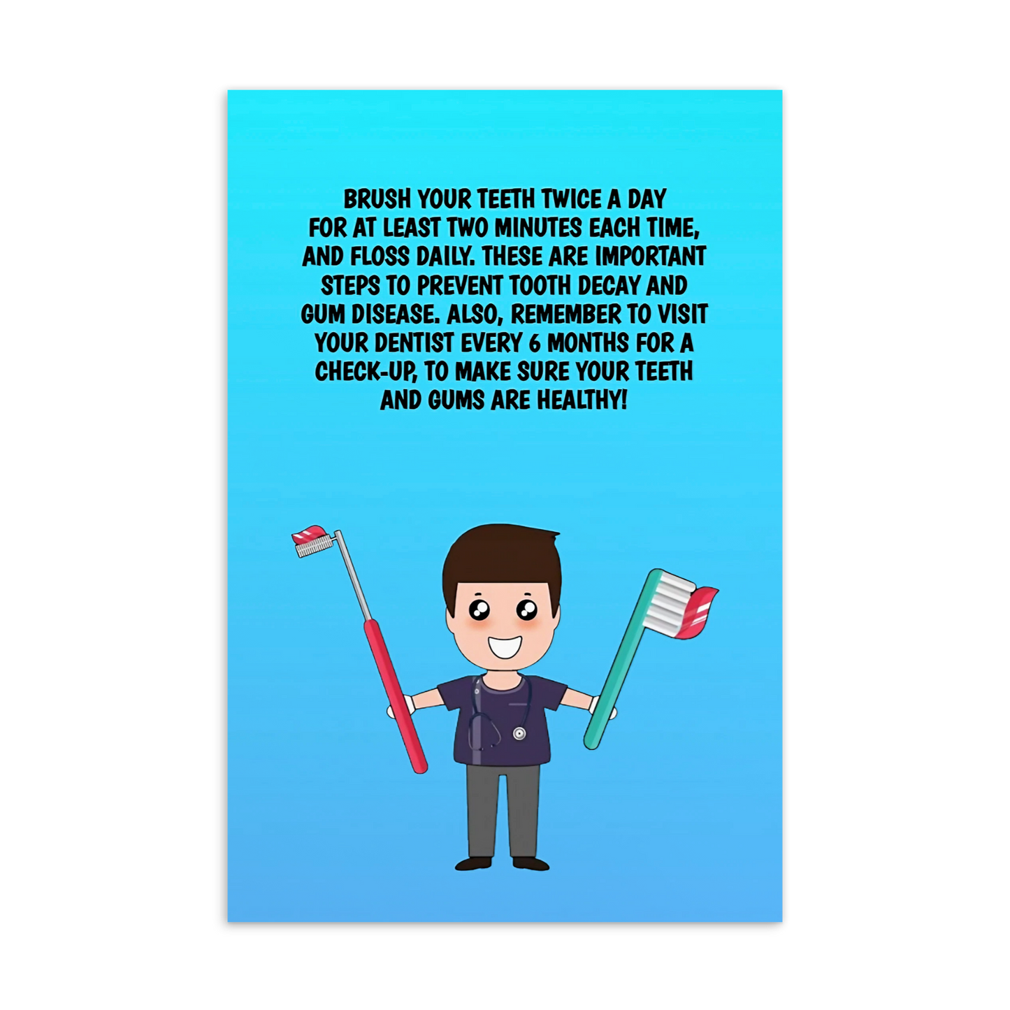 Oral Hygiene Cards- Brush Your Teeth Twice A Day For At Least Two Minutes Each Time