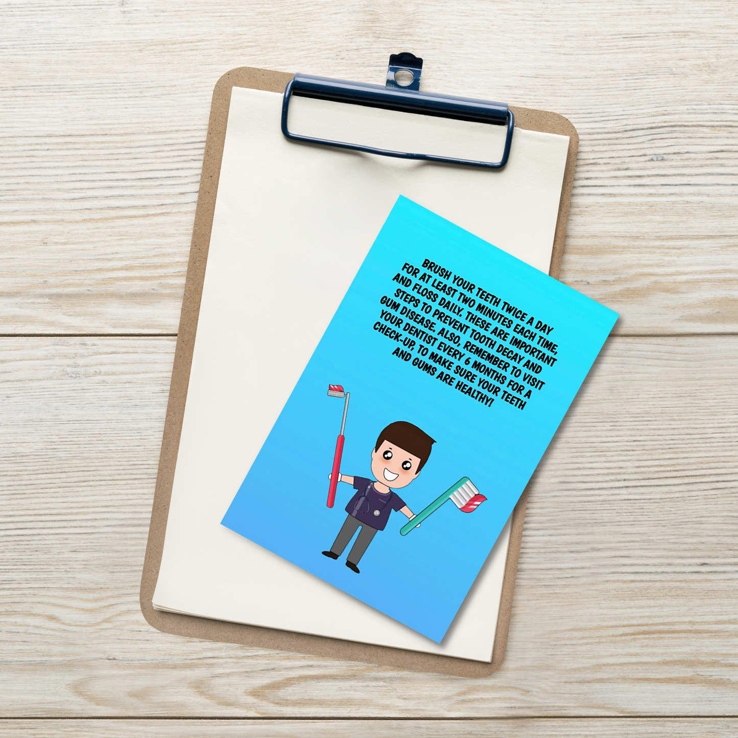 Oral Hygiene Cards- Brush Your Teeth Twice A Day For At Least Two Minutes Each Time