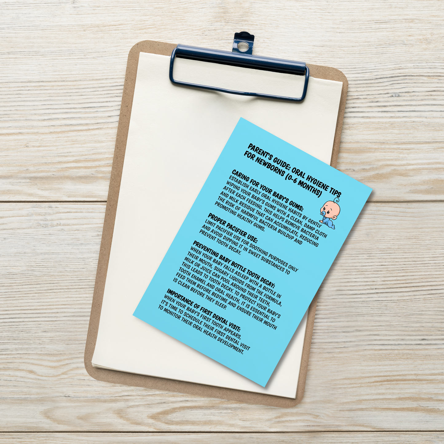 Parent's Dental Care Cards- Parent's Guide: Oral Hygiene Tips For Newborns (0-6 Months)