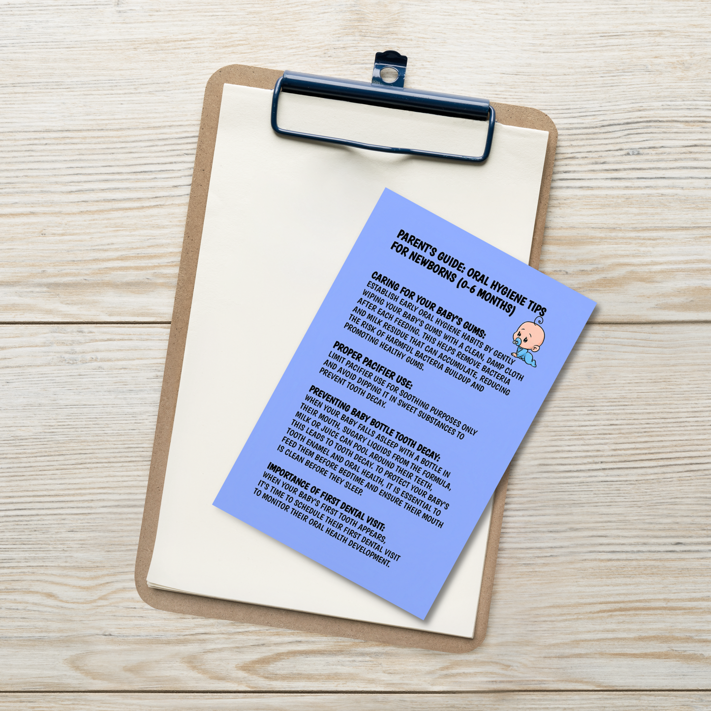 Parent's Dental Care Cards- Parent's Guide: Oral Hygiene Tips For Newborns (0-6 Months)