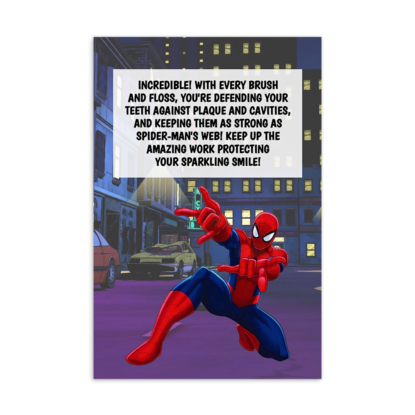 Spider-Man | Dental Motivational & Reward Cards- Incredible! With Every Brush And Floss, You're Defending Your Teeth Against Plaque And Cavities