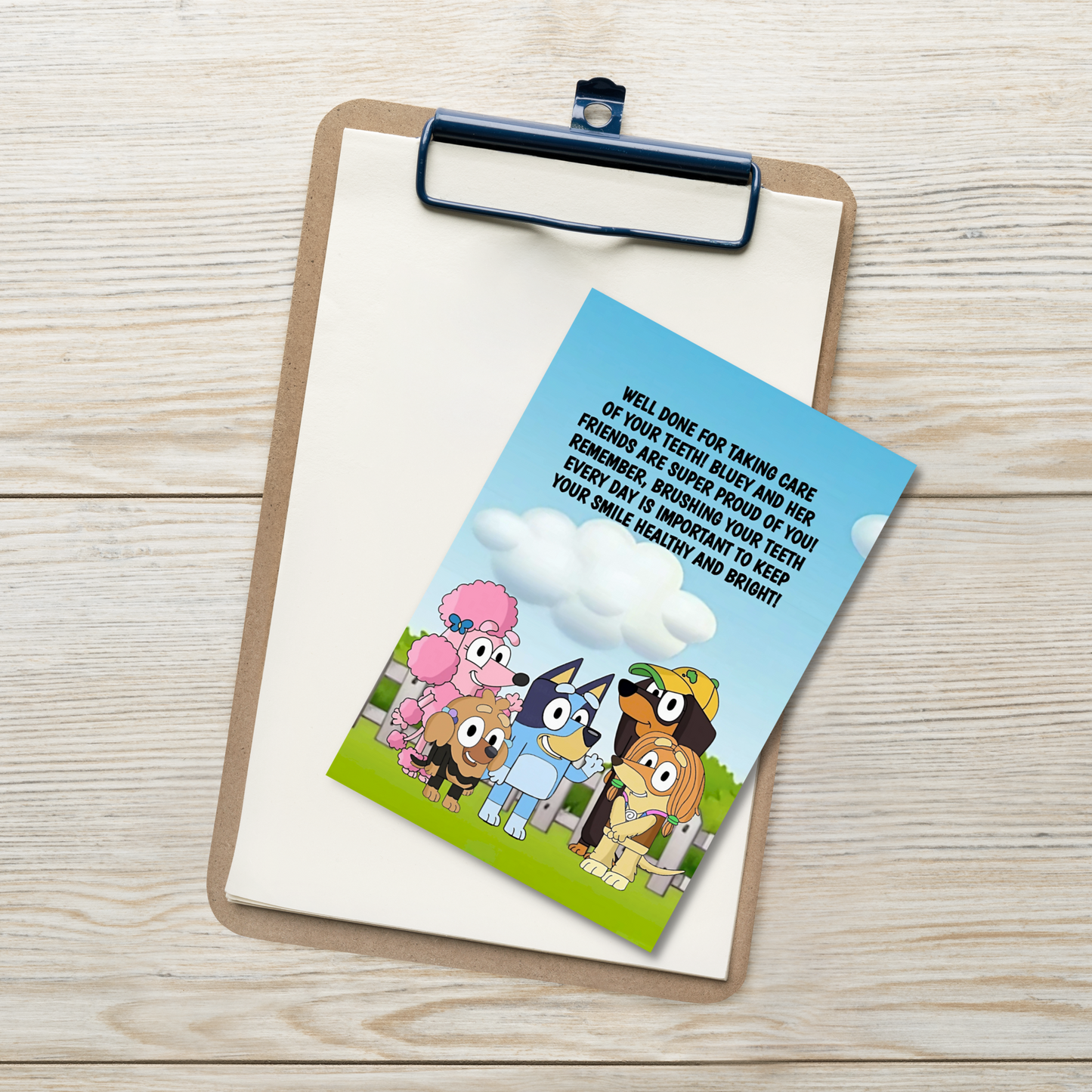 Bluey | Dental Motivational & Reward Cards- Well Done For Taking Care Of Your Teeth!