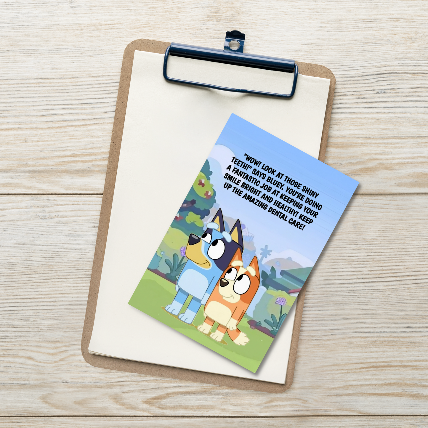Bluey | Dental Motivational & Reward Cards- "Wow! Look At Those Shiny Teeth!" Says Bluey